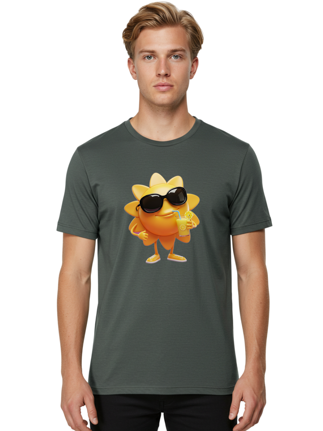 Sunny-Character-2 Men'S Graphic Tee, 100% Cotton, Comfortable Casual Summer Wear, Machine Washable, Vintage Camera, Old Camera, Antique Camera, Black Camera, Classic Photography, Photography Equipment, Nostalgic Device, Film Camera, Camera Art Bal449