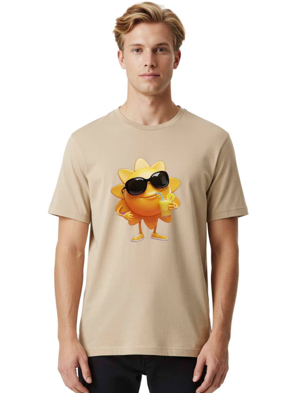 Sunny-Character-2 Men'S Graphic Tee, 100% Cotton, Comfortable Casual Summer Wear, Machine Washable, Vintage Camera, Old Camera, Antique Camera, Black Camera, Classic Photography, Photography Equipment, Nostalgic Device, Film Camera, Camera Art Bal449