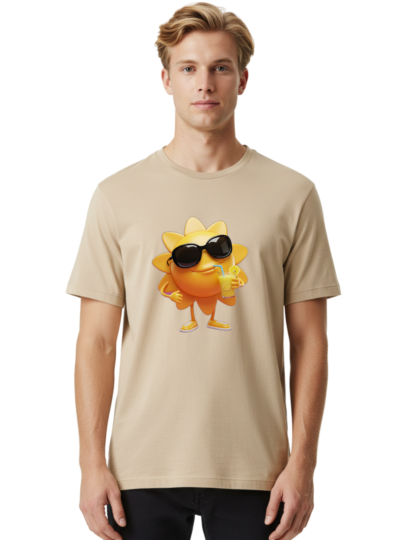 Sunny-Character-2 Men'S Graphic Tee, 100% Cotton, Comfortable Casual Summer Wear, Machine Washable, Vintage Camera, Old Camera, Antique Camera, Black Camera, Classic Photography, Photography Equipment, Nostalgic Device, Film Camera, Camera Art Bal449