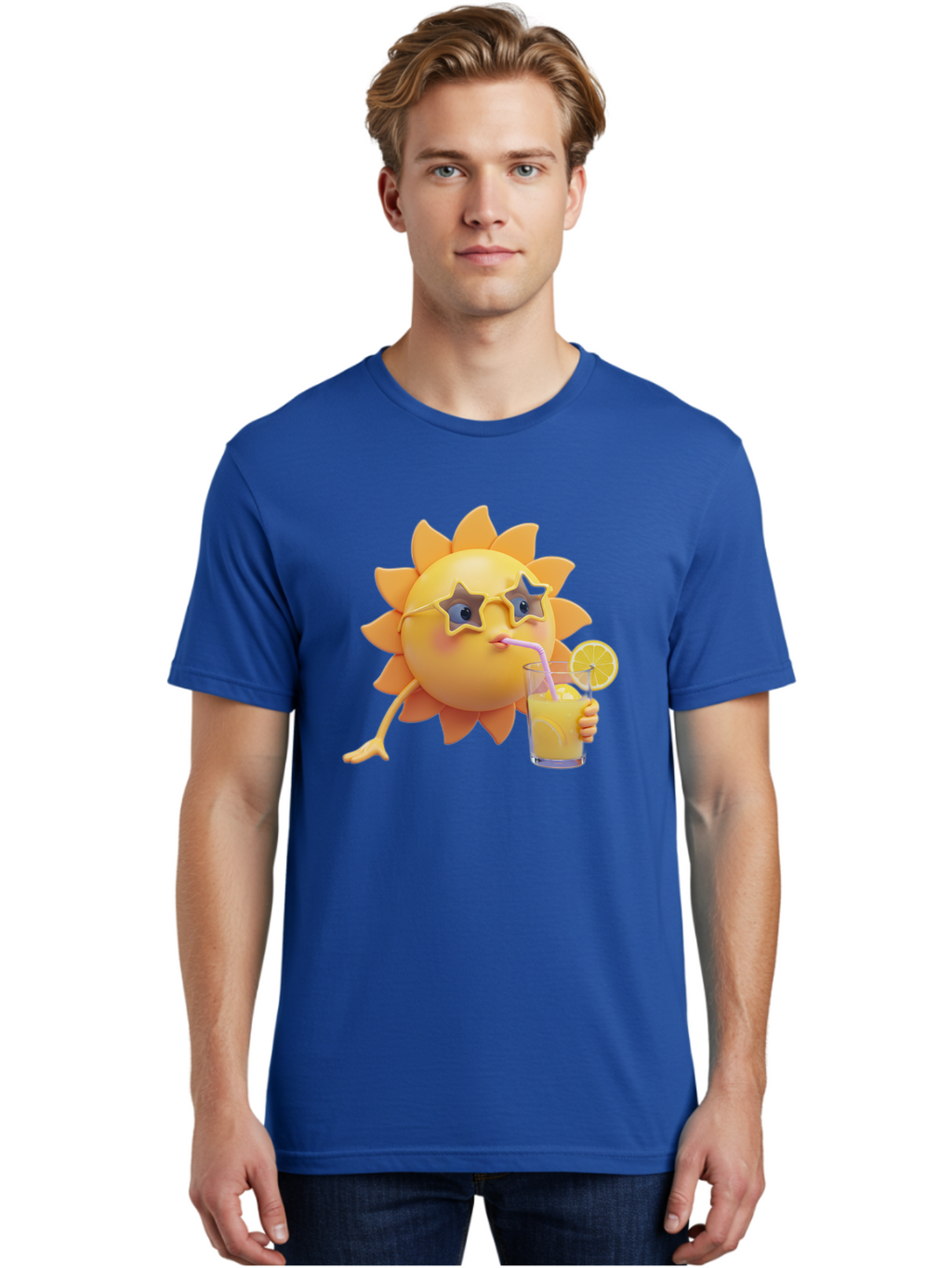 Sunny-Character-Drinking-Juice Men'S Graphic Tee, 100% Cotton, Comfortable Casual Summer Wear, Machine Washable, Vintage Camera, Old Camera, Antique Camera, Black Camera, Classic Photography, Photography Equipment, Nostalgic Device, Bal450