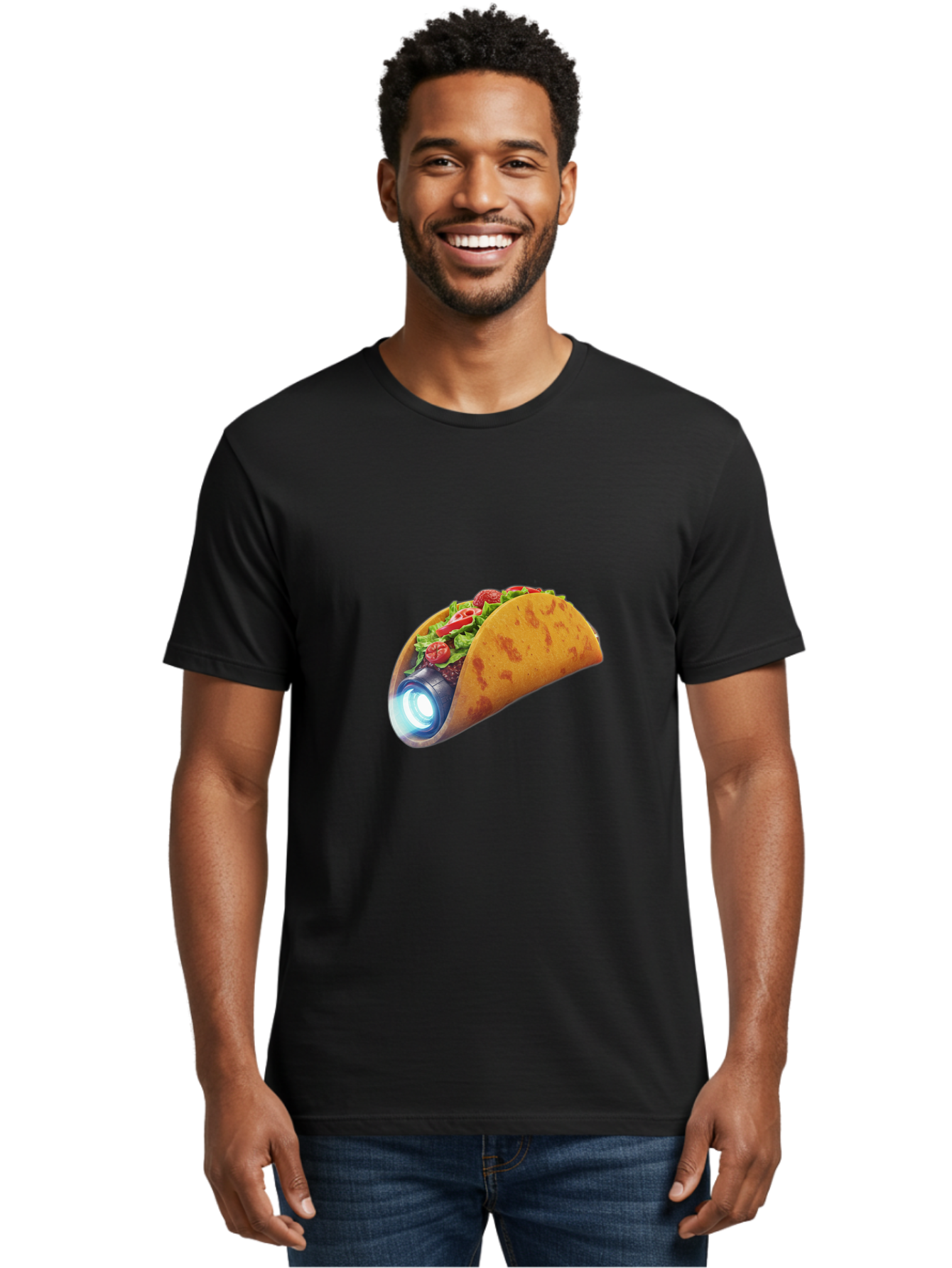 Taco-Headlamp Men'S Graphic Tee, 100% Cotton, Comfortable Casual Summer Wear, Machine Washable, Vintage Camera, Old Camera, Antique Camera, Black Camera, Classic Photography, Photography Equipment, Nostalgic Device, Film Camera, Camera Art Bal461