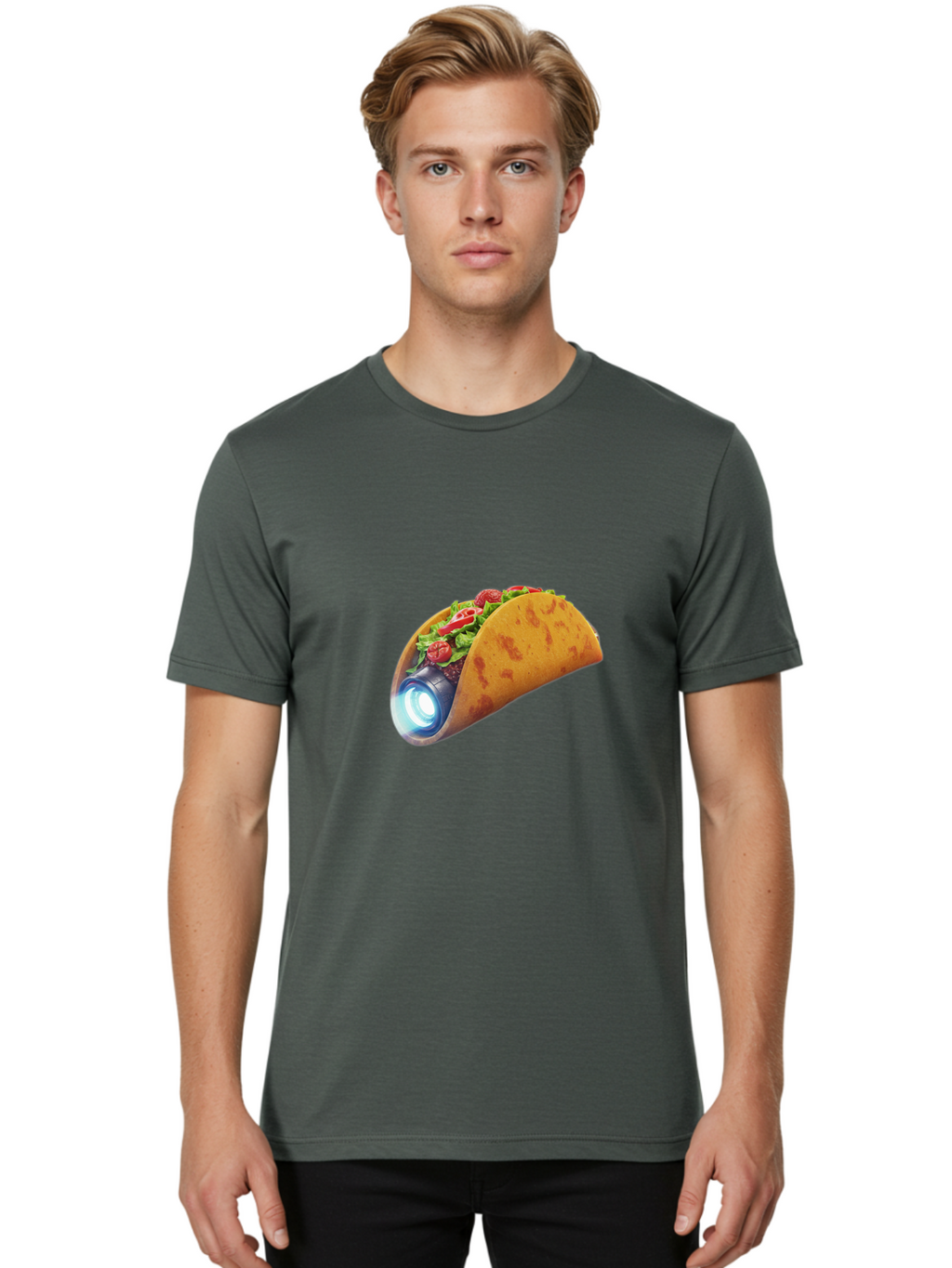 Taco-Headlamp Men'S Graphic Tee, 100% Cotton, Comfortable Casual Summer Wear, Machine Washable, Vintage Camera, Old Camera, Antique Camera, Black Camera, Classic Photography, Photography Equipment, Nostalgic Device, Film Camera, Camera Art Bal461