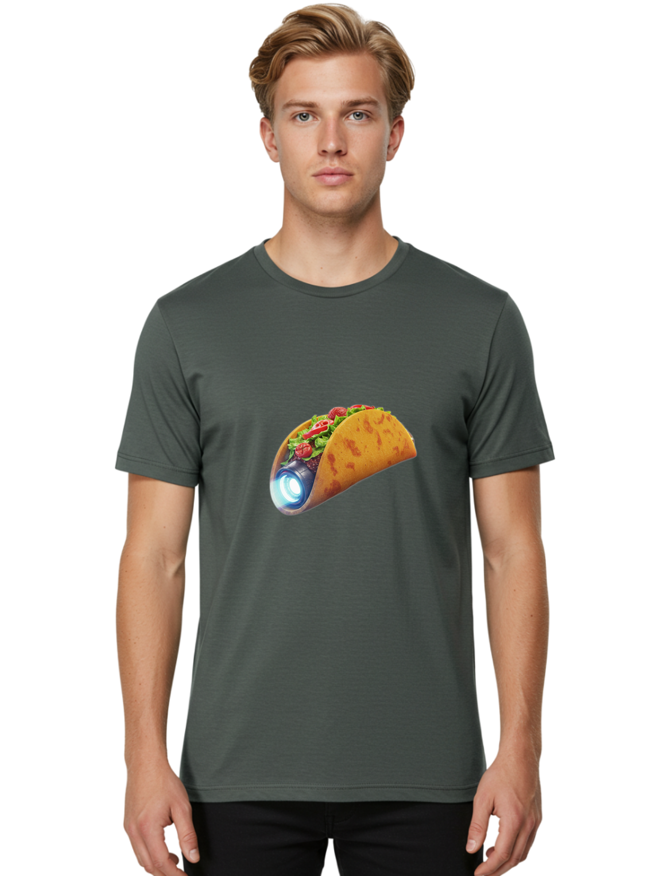 Taco-Headlamp Men'S Graphic Tee, 100% Cotton, Comfortable Casual Summer Wear, Machine Washable, Vintage Camera, Old Camera, Antique Camera, Black Camera, Classic Photography, Photography Equipment, Nostalgic Device, Film Camera, Camera Art Bal461