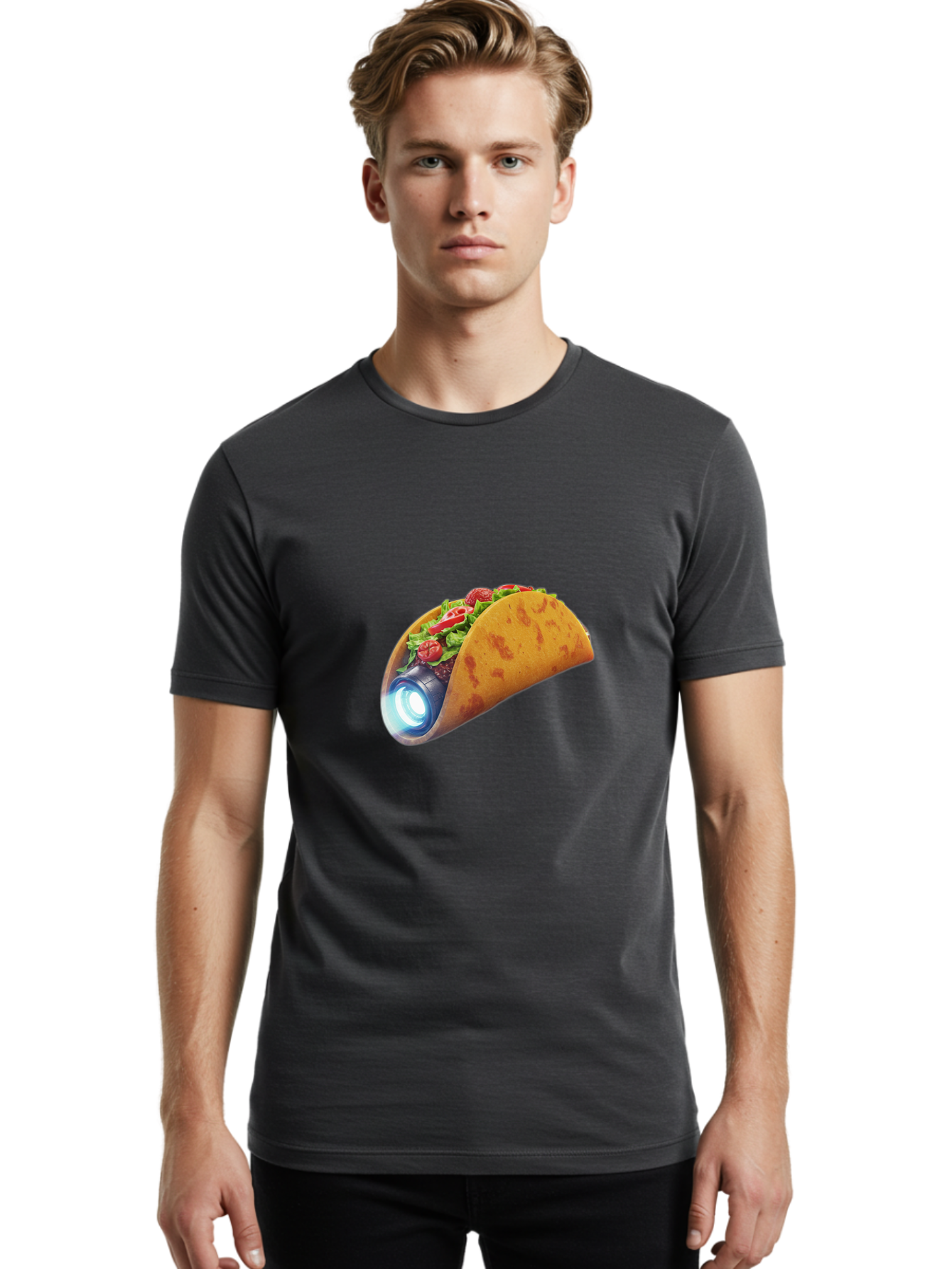 Taco-Headlamp Men'S Graphic Tee, 100% Cotton, Comfortable Casual Summer Wear, Machine Washable, Vintage Camera, Old Camera, Antique Camera, Black Camera, Classic Photography, Photography Equipment, Nostalgic Device, Film Camera, Camera Art Bal461