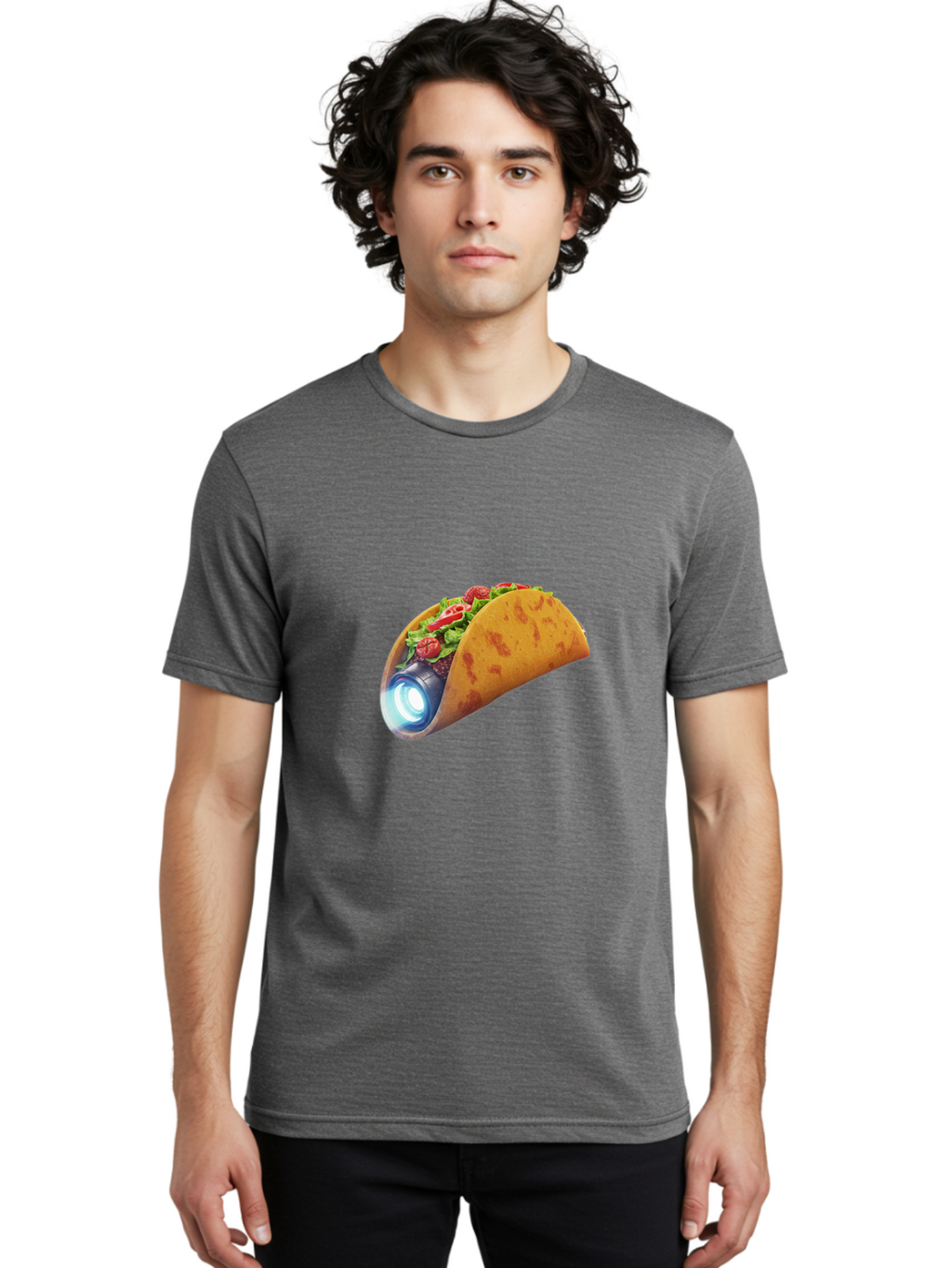 Taco-Headlamp Men'S Graphic Tee, 100% Cotton, Comfortable Casual Summer Wear, Machine Washable, Vintage Camera, Old Camera, Antique Camera, Black Camera, Classic Photography, Photography Equipment, Nostalgic Device, Film Camera, Camera Art Bal461