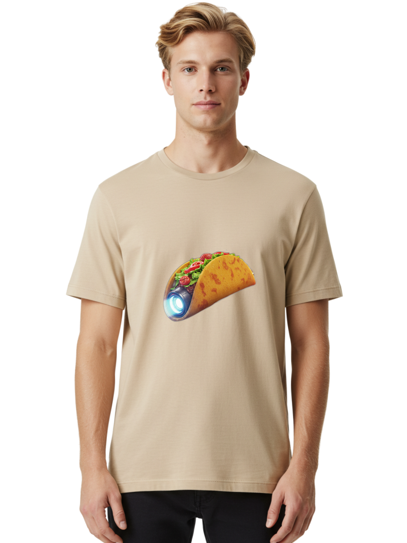 Taco-Headlamp Men'S Graphic Tee, 100% Cotton, Comfortable Casual Summer Wear, Machine Washable, Vintage Camera, Old Camera, Antique Camera, Black Camera, Classic Photography, Photography Equipment, Nostalgic Device, Film Camera, Camera Art Bal461