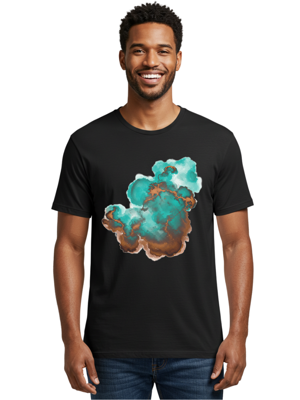 Teal-And-Brown-Abstract Men'S Graphic Tee, 100% Cotton, Comfortable Casual Summer Wear, Machine Washable, Vintage Camera, Old Camera, Antique Camera, Black Camera, Classic Photography, Photography Equipment, Nostalgic Device, Film Camera, Bal465