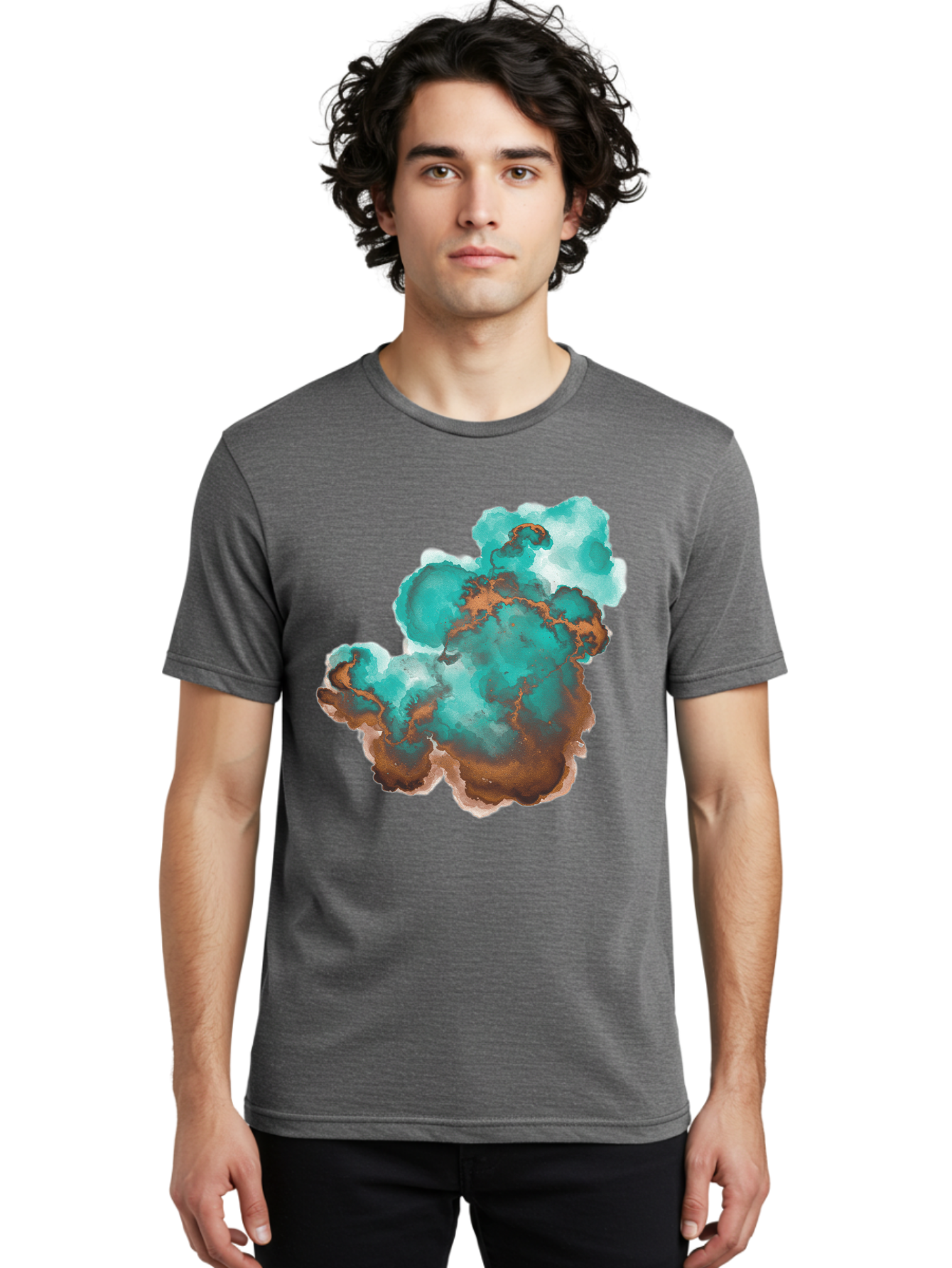 Teal-And-Brown-Abstract Men'S Graphic Tee, 100% Cotton, Comfortable Casual Summer Wear, Machine Washable, Vintage Camera, Old Camera, Antique Camera, Black Camera, Classic Photography, Photography Equipment, Nostalgic Device, Film Camera, Bal465