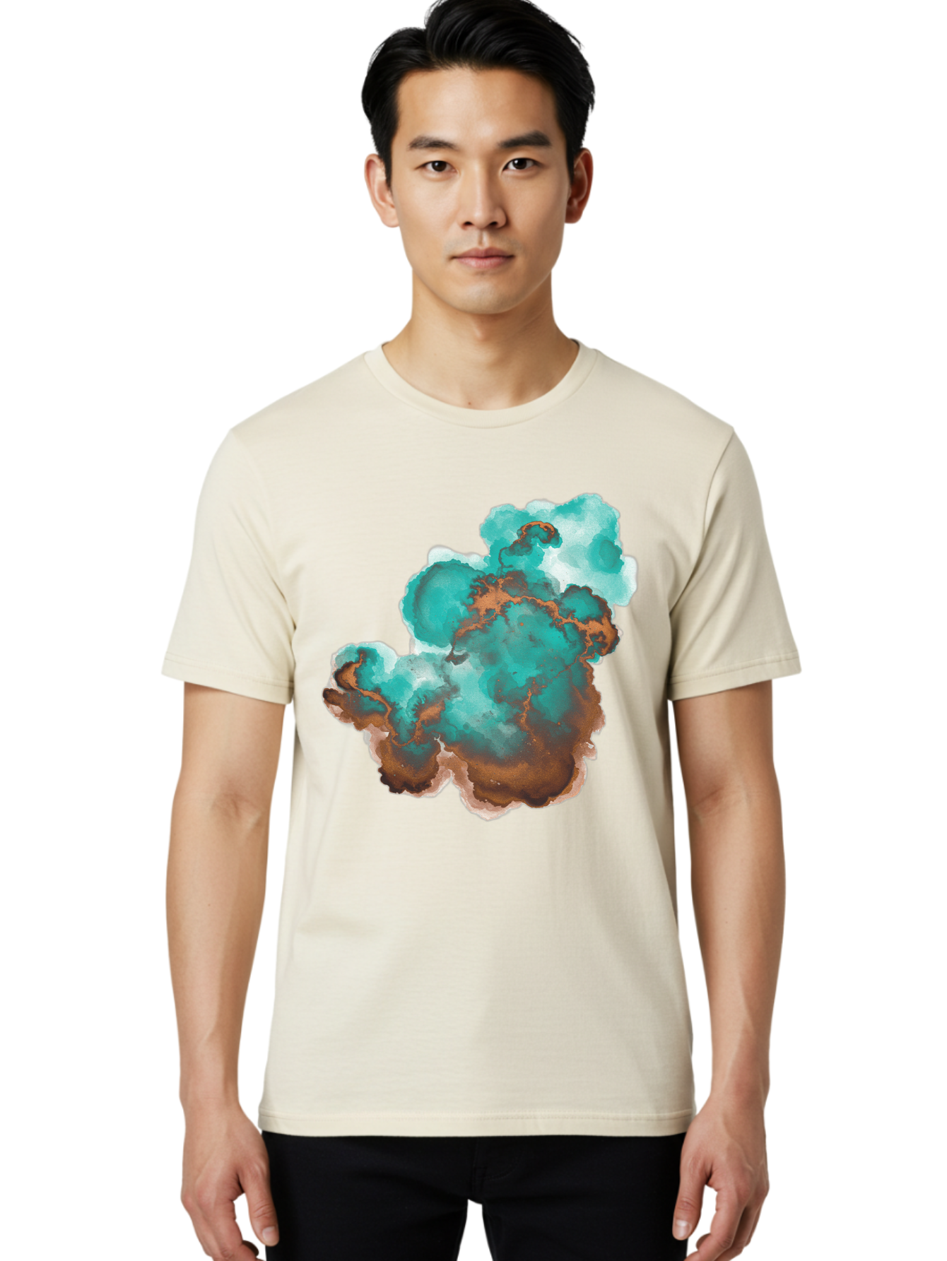 Teal-And-Brown-Abstract Men'S Graphic Tee, 100% Cotton, Comfortable Casual Summer Wear, Machine Washable, Vintage Camera, Old Camera, Antique Camera, Black Camera, Classic Photography, Photography Equipment, Nostalgic Device, Film Camera, Bal465