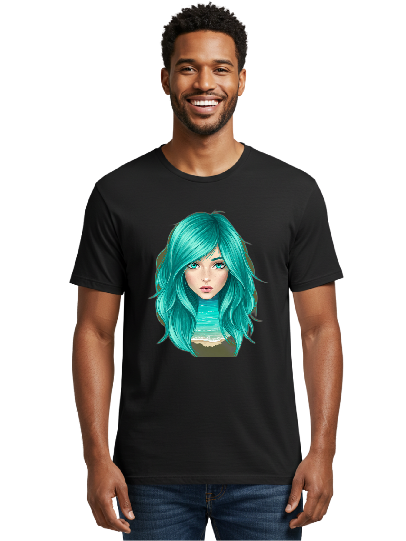 Teal-Haired-Girl Men'S Graphic Tee, 100% Cotton, Comfortable Casual Summer Wear, Machine Washable, Vintage Camera, Old Camera, Antique Camera, Black Camera, Classic Photography, Photography Equipment, Nostalgic Device, Film Camera, Camera Art Bal466