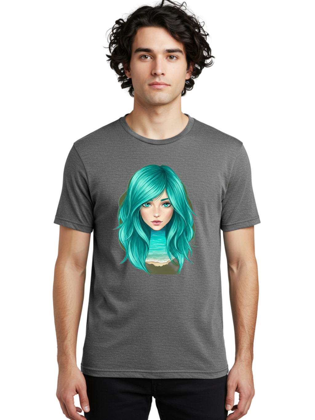 Teal-Haired-Girl Men'S Graphic Tee, 100% Cotton, Comfortable Casual Summer Wear, Machine Washable, Vintage Camera, Old Camera, Antique Camera, Black Camera, Classic Photography, Photography Equipment, Nostalgic Device, Film Camera, Camera Art Bal466