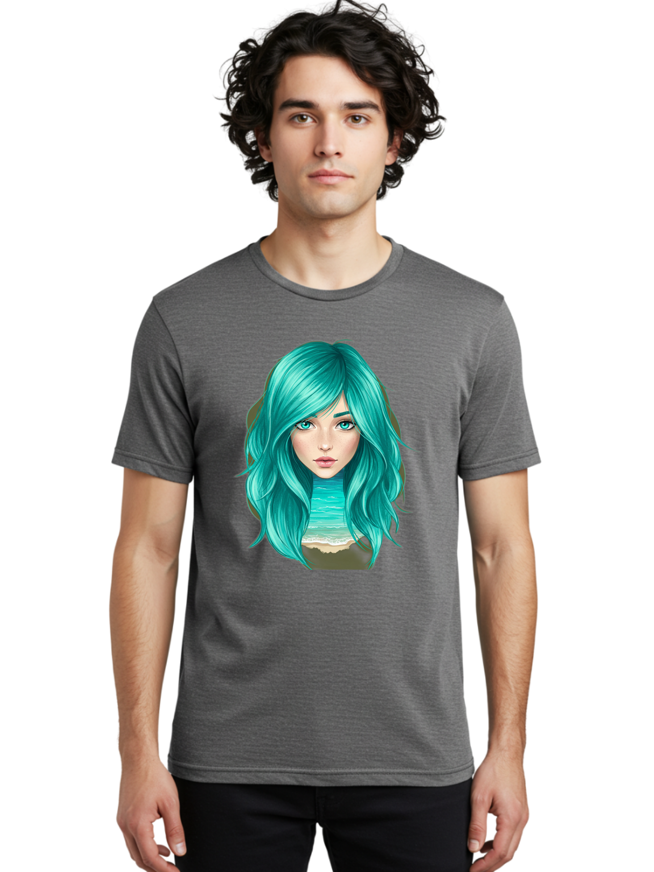 Teal-Haired-Girl Men'S Graphic Tee, 100% Cotton, Comfortable Casual Summer Wear, Machine Washable, Vintage Camera, Old Camera, Antique Camera, Black Camera, Classic Photography, Photography Equipment, Nostalgic Device, Film Camera, Camera Art Bal466
