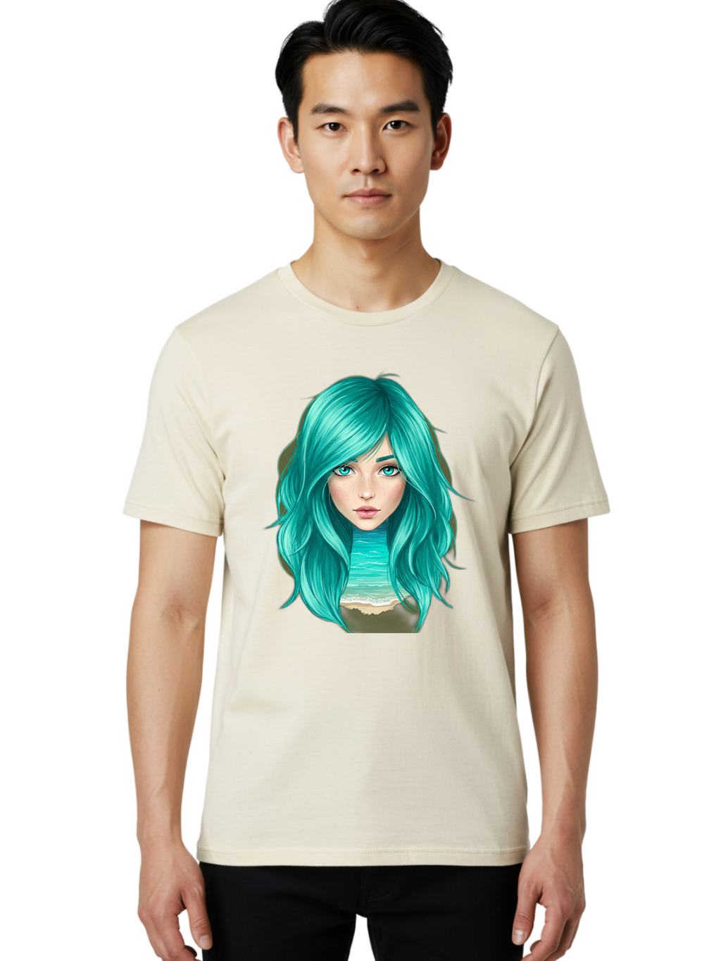 Teal-Haired-Girl Men'S Graphic Tee, 100% Cotton, Comfortable Casual Summer Wear, Machine Washable, Vintage Camera, Old Camera, Antique Camera, Black Camera, Classic Photography, Photography Equipment, Nostalgic Device, Film Camera, Camera Art Bal466