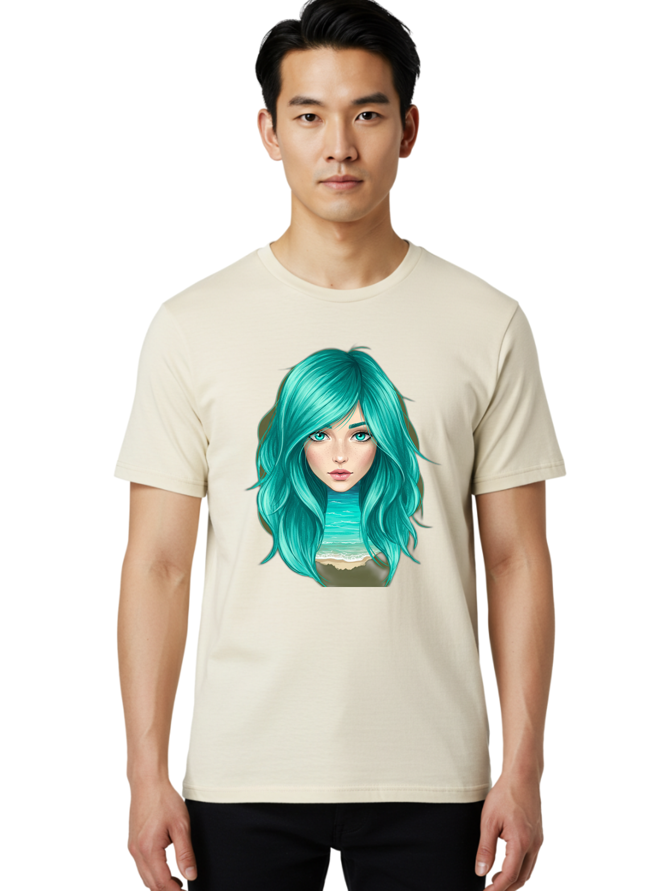 Teal-Haired-Girl Men'S Graphic Tee, 100% Cotton, Comfortable Casual Summer Wear, Machine Washable, Vintage Camera, Old Camera, Antique Camera, Black Camera, Classic Photography, Photography Equipment, Nostalgic Device, Film Camera, Camera Art Bal466