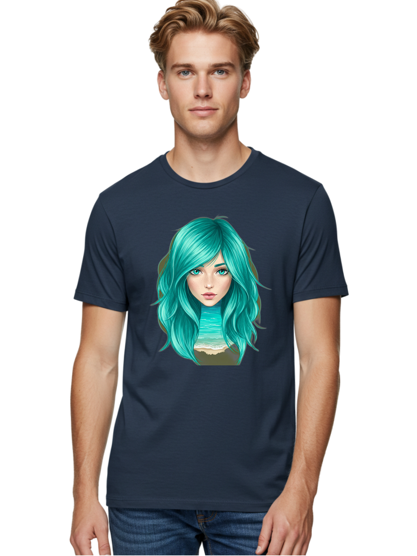 Teal-Haired-Girl Men'S Graphic Tee, 100% Cotton, Comfortable Casual Summer Wear, Machine Washable, Vintage Camera, Old Camera, Antique Camera, Black Camera, Classic Photography, Photography Equipment, Nostalgic Device, Film Camera, Camera Art Bal466