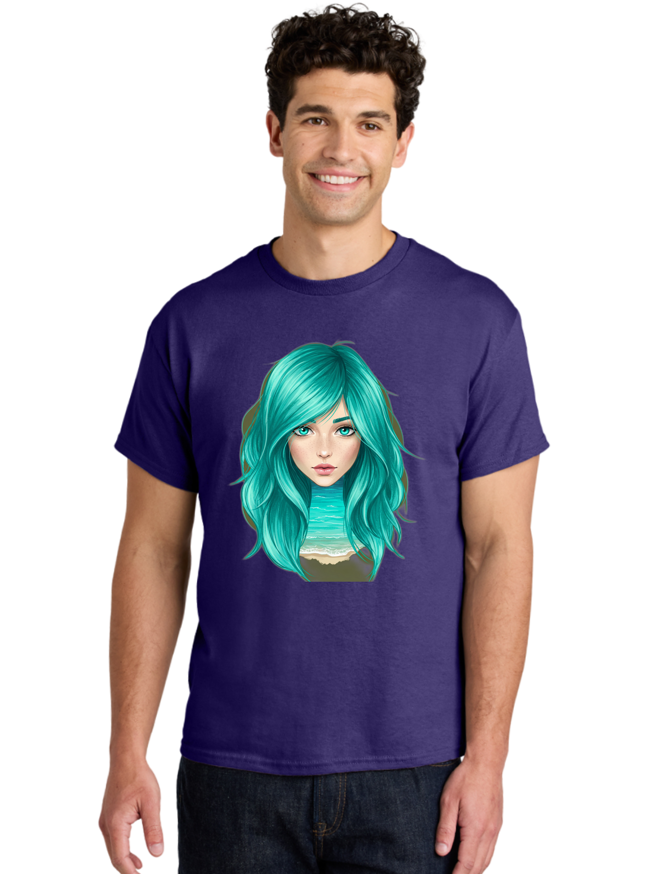 Teal-Haired-Girl Men'S Graphic Tee, 100% Cotton, Comfortable Casual Summer Wear, Machine Washable, Vintage Camera, Old Camera, Antique Camera, Black Camera, Classic Photography, Photography Equipment, Nostalgic Device, Film Camera, Camera Art Bal466