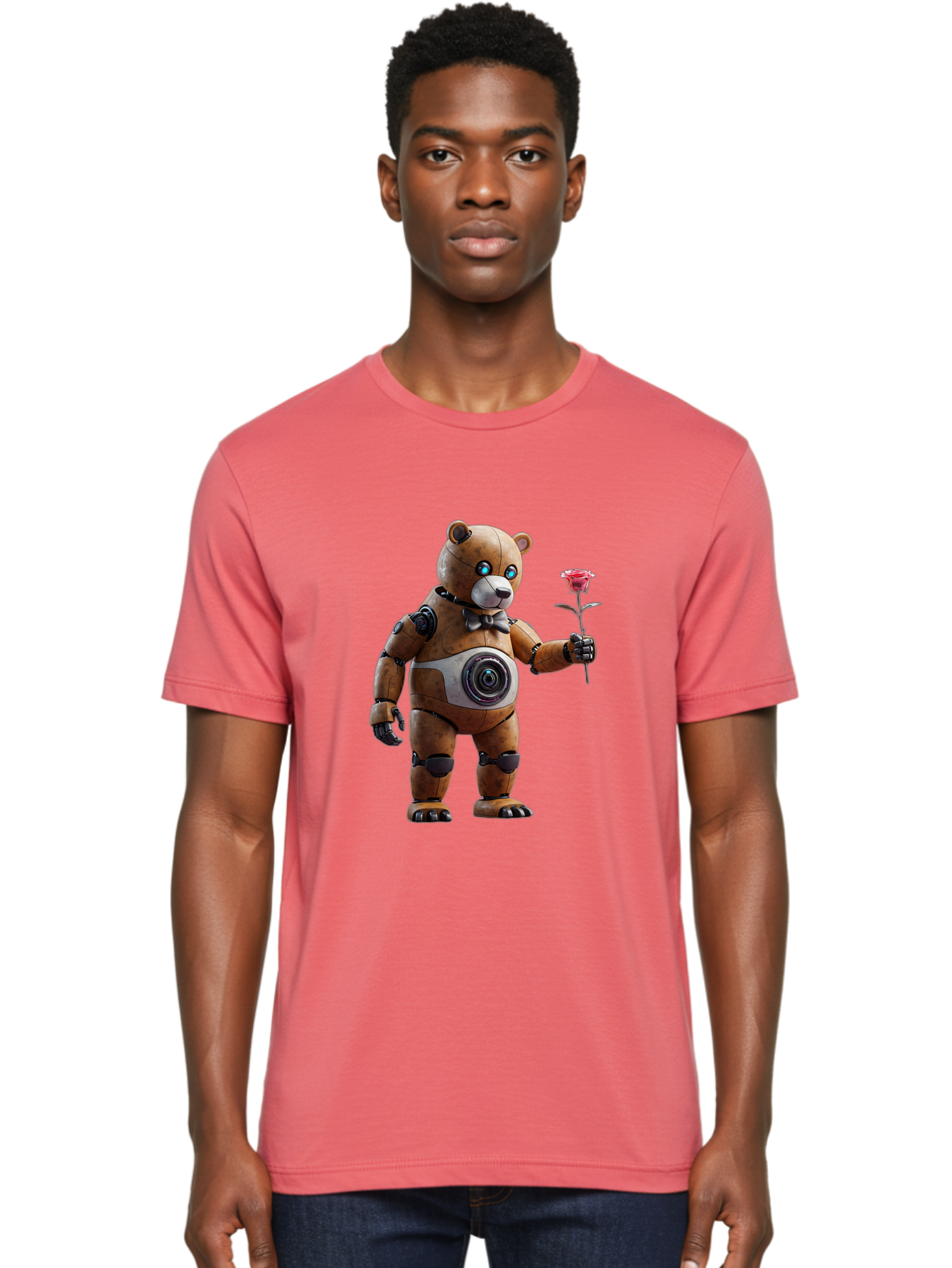Teddy-Bear-Robot-1 Men'S Graphic Tee, 100% Cotton, Comfortable Casual Summer Wear, Machine Washable, Vintage Camera, Old Camera, Antique Camera, Black Camera, Classic Photography, Photography Equipment, Nostalgic Device, Film Camera, Bal468