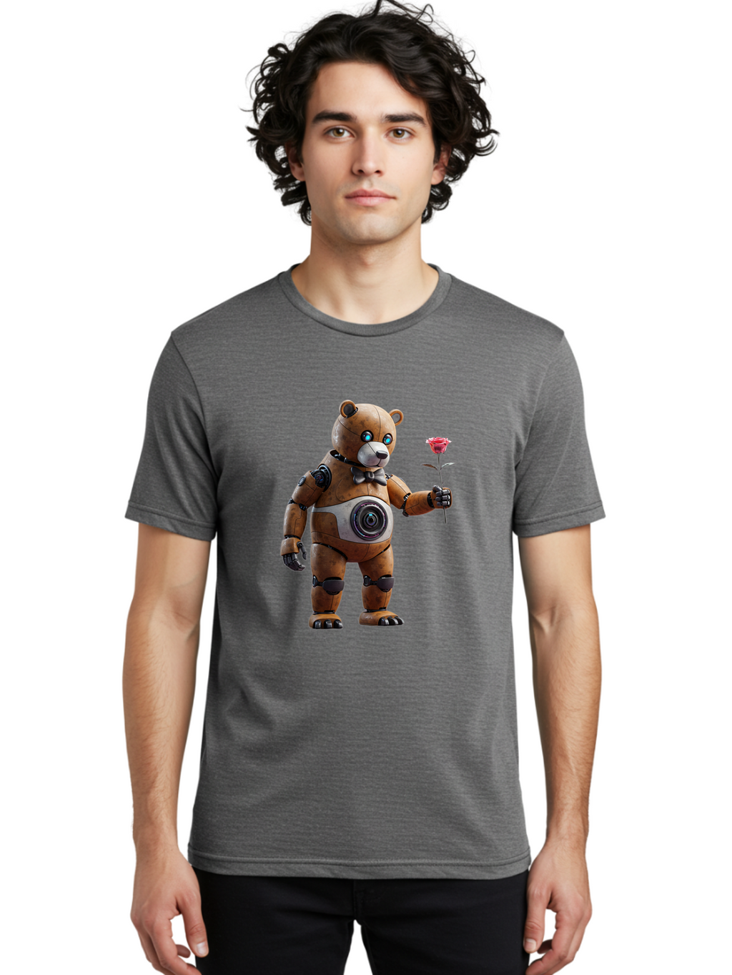 Teddy-Bear-Robot-1 Men'S Graphic Tee, 100% Cotton, Comfortable Casual Summer Wear, Machine Washable, Vintage Camera, Old Camera, Antique Camera, Black Camera, Classic Photography, Photography Equipment, Nostalgic Device, Film Camera, Bal468