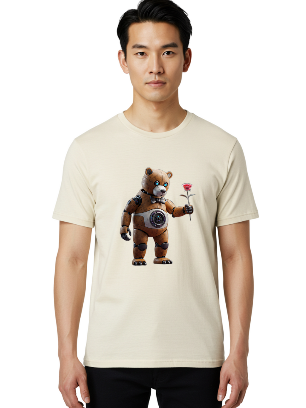 Teddy-Bear-Robot-1 Men'S Graphic Tee, 100% Cotton, Comfortable Casual Summer Wear, Machine Washable, Vintage Camera, Old Camera, Antique Camera, Black Camera, Classic Photography, Photography Equipment, Nostalgic Device, Film Camera, Bal468