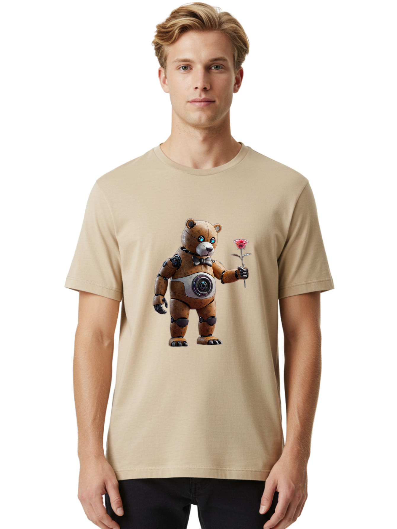 Teddy-Bear-Robot-1 Men'S Graphic Tee, 100% Cotton, Comfortable Casual Summer Wear, Machine Washable, Vintage Camera, Old Camera, Antique Camera, Black Camera, Classic Photography, Photography Equipment, Nostalgic Device, Film Camera, Bal468