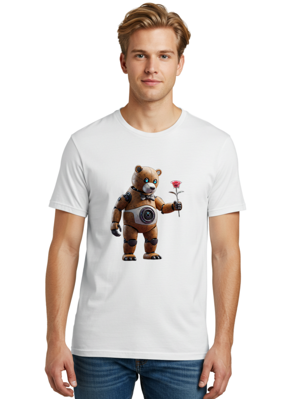 Teddy-Bear-Robot-1 Men'S Graphic Tee, 100% Cotton, Comfortable Casual Summer Wear, Machine Washable, Vintage Camera, Old Camera, Antique Camera, Black Camera, Classic Photography, Photography Equipment, Nostalgic Device, Film Camera, Bal468