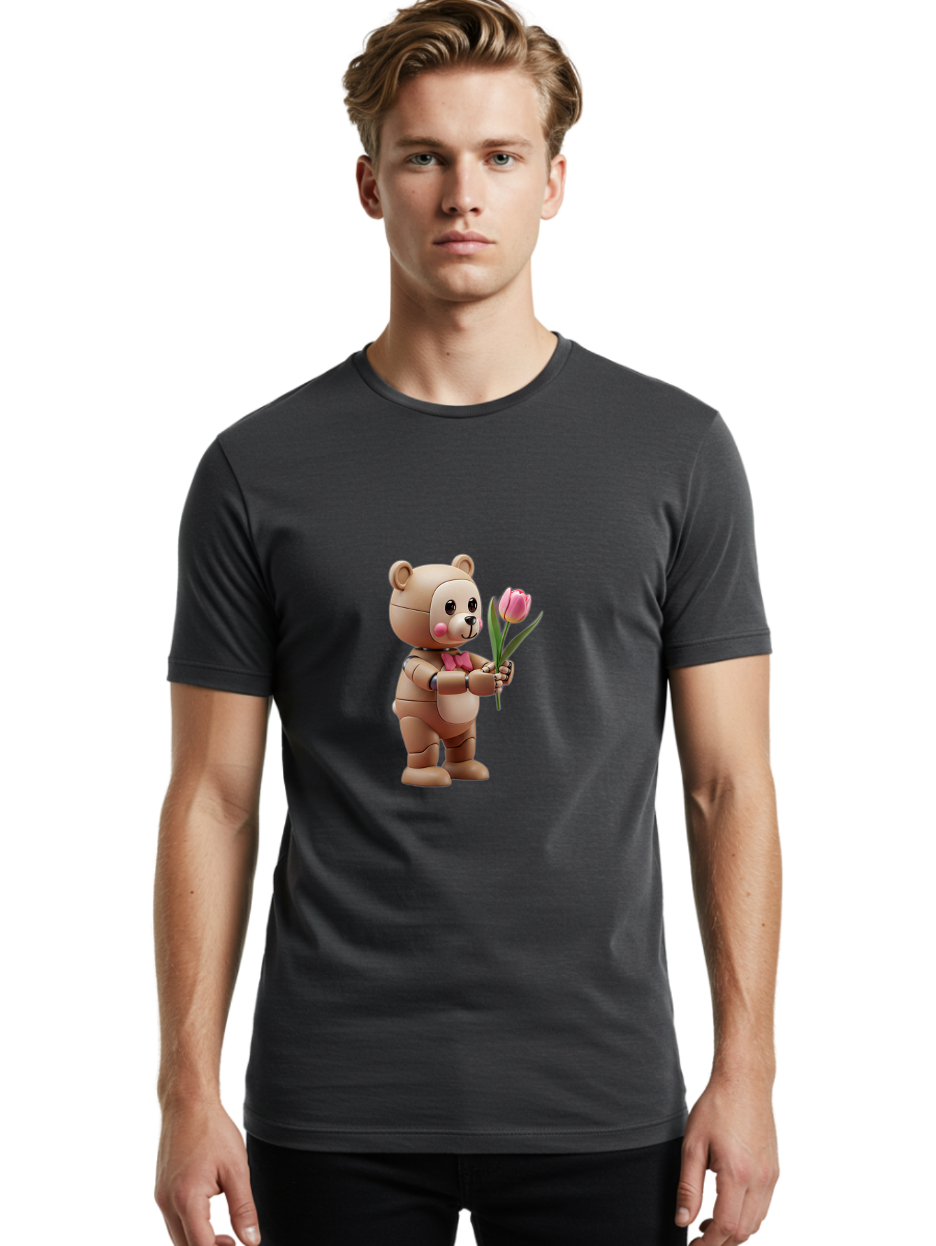 Teddy-Bear-Robot Men'S Graphic Tee, 100% Cotton, Comfortable Casual Summer Wear, Machine Washable, Vintage Camera, Old Camera, Antique Camera, Black Camera, Classic Photography, Photography Equipment, Nostalgic Device, Film Camera, Camera Art Bal469