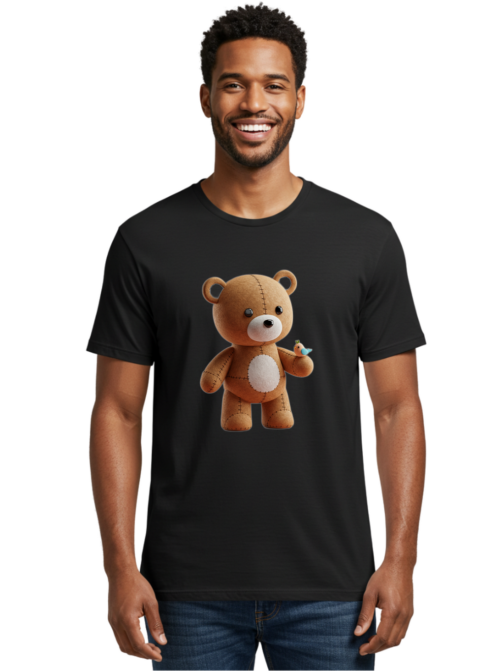 Teddy-Bear-With-Bird Men'S Graphic Tee, 100% Cotton, Comfortable Casual Summer Wear, Machine Washable, Vintage Camera, Old Camera, Antique Camera, Black Camera, Classic Photography, Photography Equipment, Nostalgic Device, Film Camera, Bal471