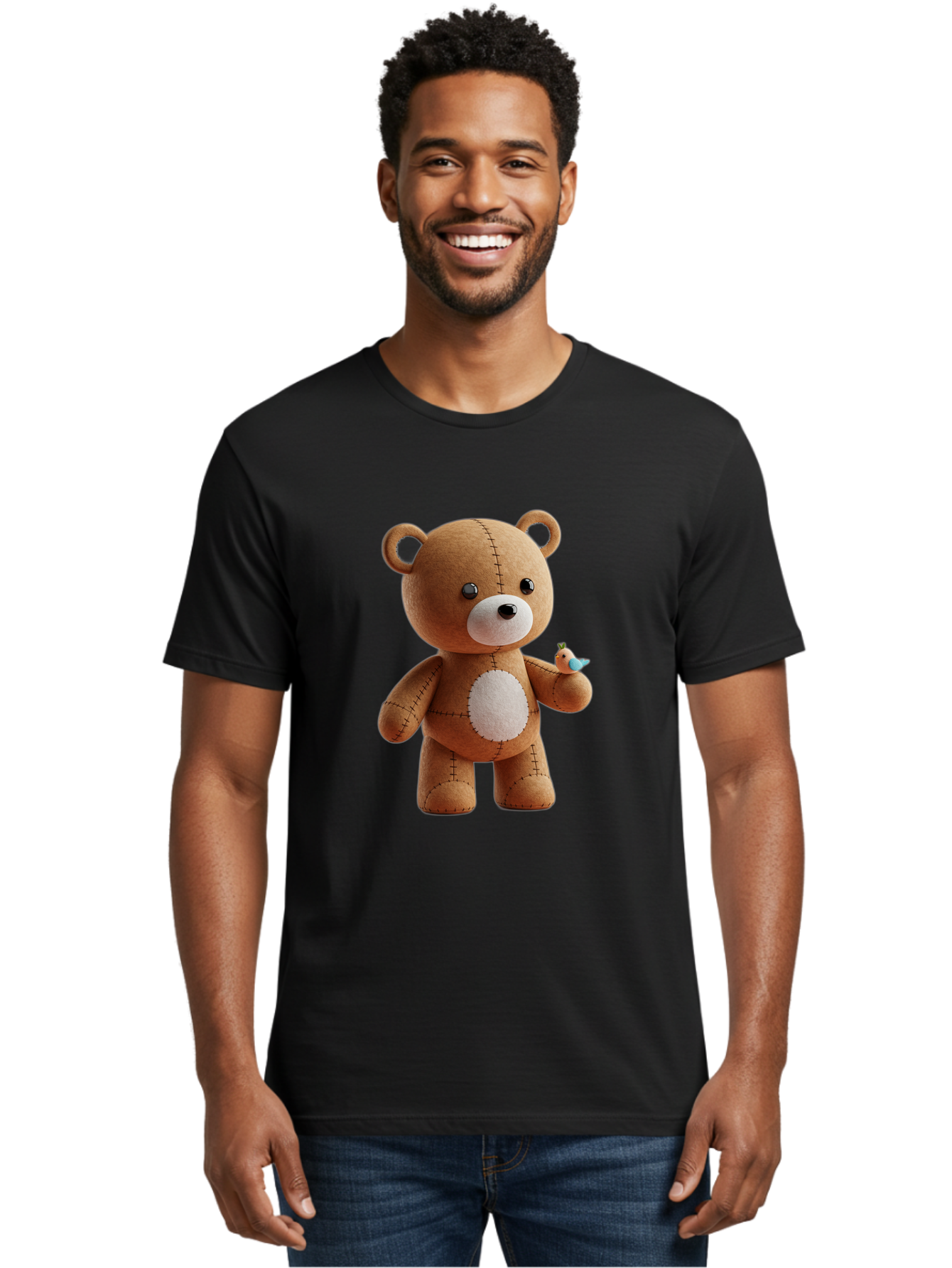 Teddy-Bear-With-Bird Men'S Graphic Tee, 100% Cotton, Comfortable Casual Summer Wear, Machine Washable, Vintage Camera, Old Camera, Antique Camera, Black Camera, Classic Photography, Photography Equipment, Nostalgic Device, Film Camera, Bal471