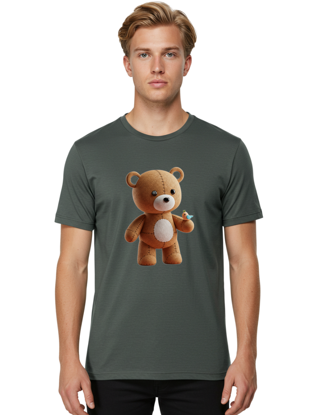 Teddy-Bear-With-Bird Men'S Graphic Tee, 100% Cotton, Comfortable Casual Summer Wear, Machine Washable, Vintage Camera, Old Camera, Antique Camera, Black Camera, Classic Photography, Photography Equipment, Nostalgic Device, Film Camera, Bal471