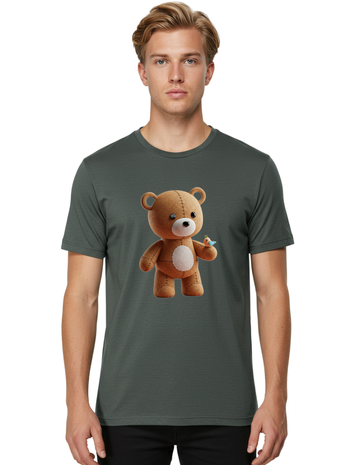 Teddy-Bear-With-Bird Men'S Graphic Tee, 100% Cotton, Comfortable Casual Summer Wear, Machine Washable, Vintage Camera, Old Camera, Antique Camera, Black Camera, Classic Photography, Photography Equipment, Nostalgic Device, Film Camera, Bal471