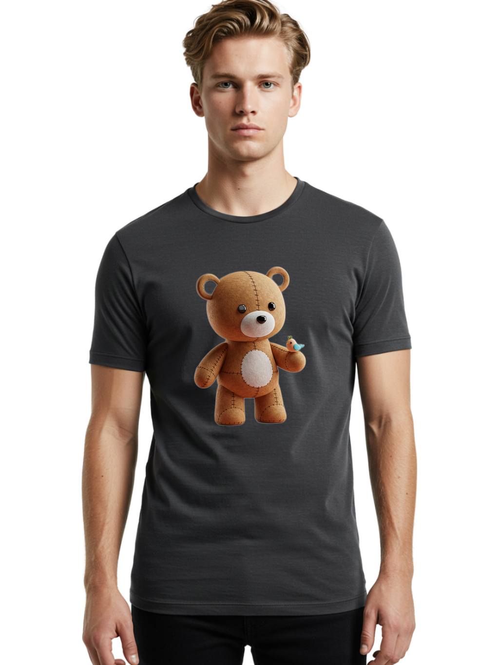 Teddy-Bear-With-Bird Men'S Graphic Tee, 100% Cotton, Comfortable Casual Summer Wear, Machine Washable, Vintage Camera, Old Camera, Antique Camera, Black Camera, Classic Photography, Photography Equipment, Nostalgic Device, Film Camera, Bal471
