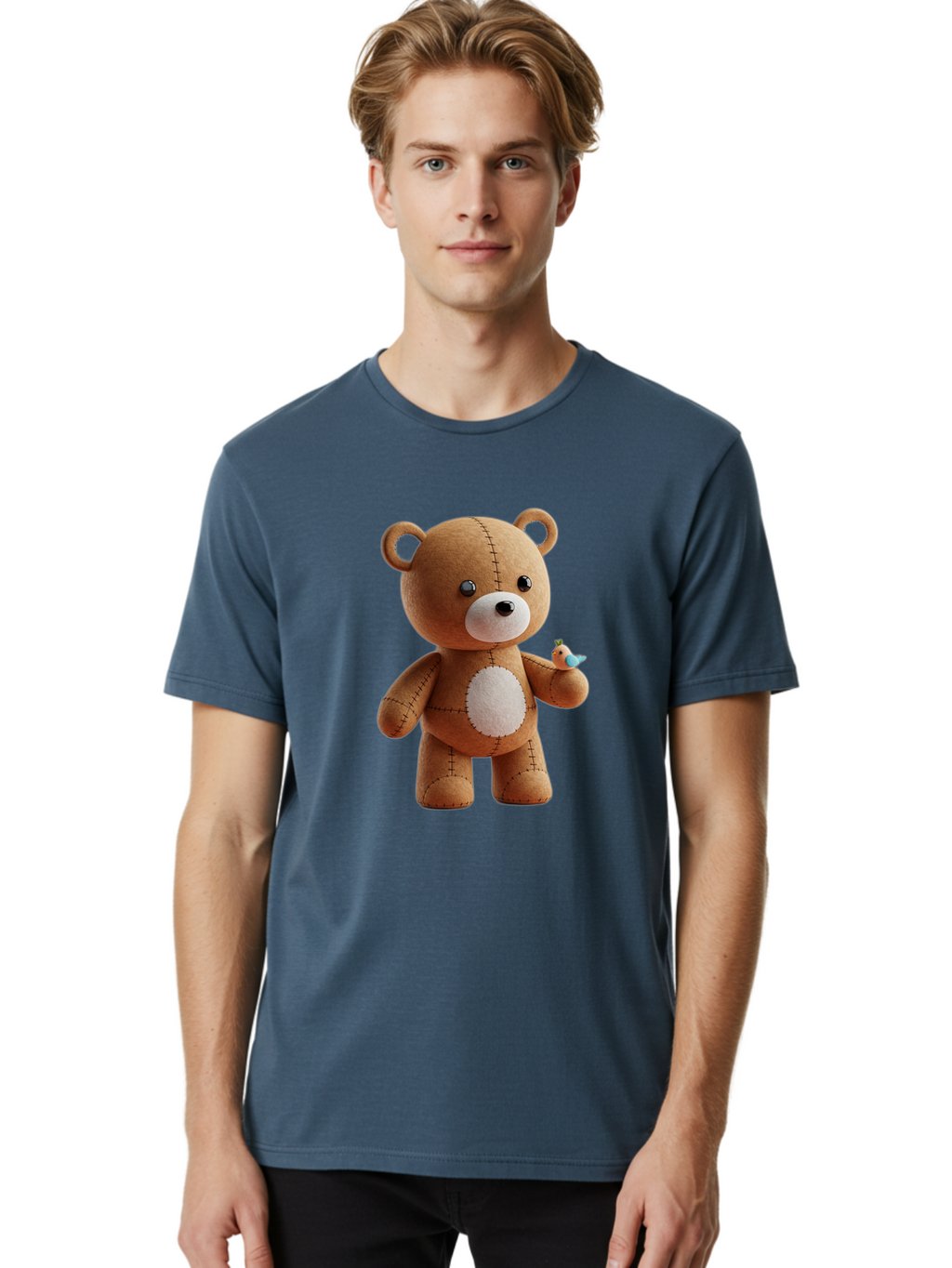 Teddy-Bear-With-Bird Men'S Graphic Tee, 100% Cotton, Comfortable Casual Summer Wear, Machine Washable, Vintage Camera, Old Camera, Antique Camera, Black Camera, Classic Photography, Photography Equipment, Nostalgic Device, Film Camera, Bal471