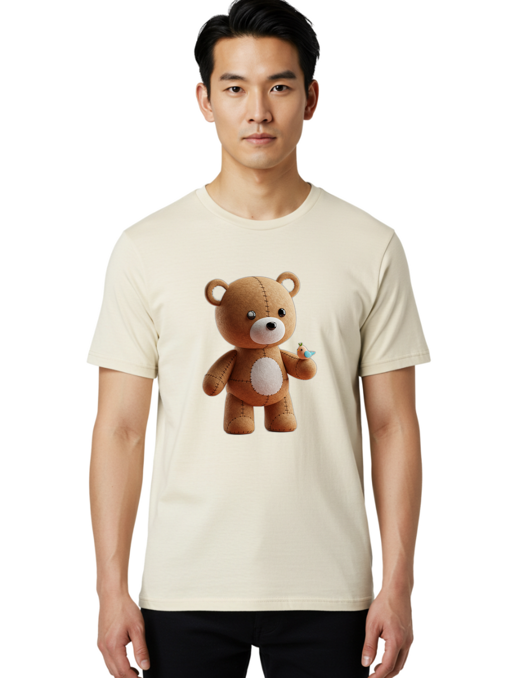 Teddy-Bear-With-Bird Men'S Graphic Tee, 100% Cotton, Comfortable Casual Summer Wear, Machine Washable, Vintage Camera, Old Camera, Antique Camera, Black Camera, Classic Photography, Photography Equipment, Nostalgic Device, Film Camera, Bal471