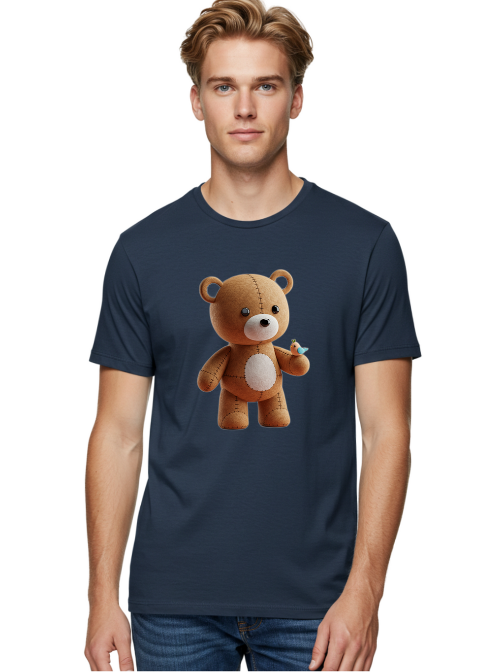Teddy-Bear-With-Bird Men'S Graphic Tee, 100% Cotton, Comfortable Casual Summer Wear, Machine Washable, Vintage Camera, Old Camera, Antique Camera, Black Camera, Classic Photography, Photography Equipment, Nostalgic Device, Film Camera, Bal471