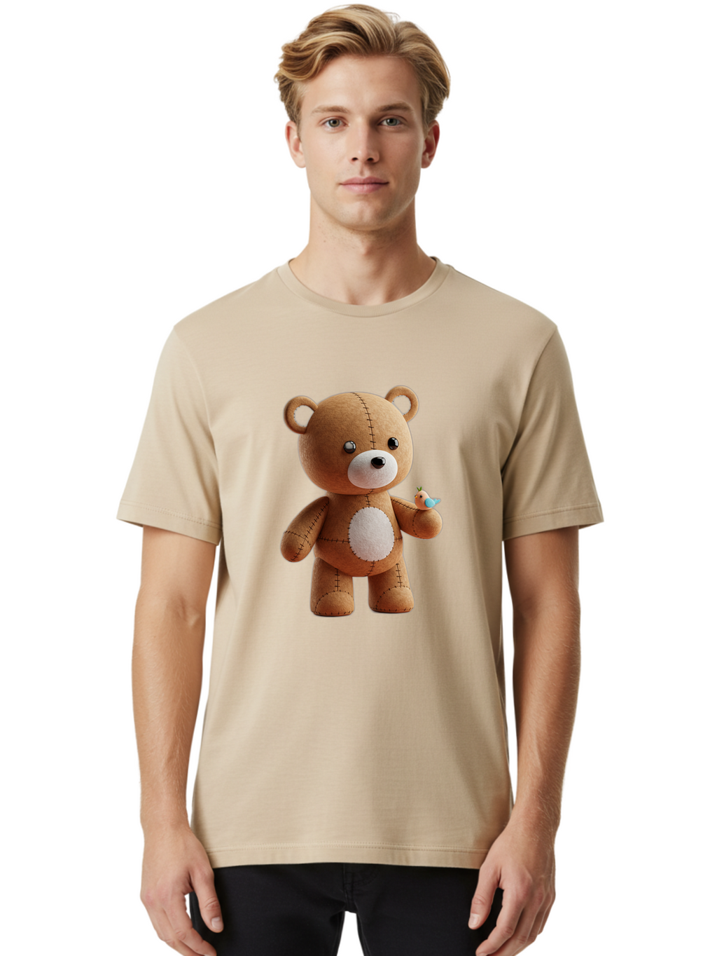 Teddy-Bear-With-Bird Men'S Graphic Tee, 100% Cotton, Comfortable Casual Summer Wear, Machine Washable, Vintage Camera, Old Camera, Antique Camera, Black Camera, Classic Photography, Photography Equipment, Nostalgic Device, Film Camera, Bal471