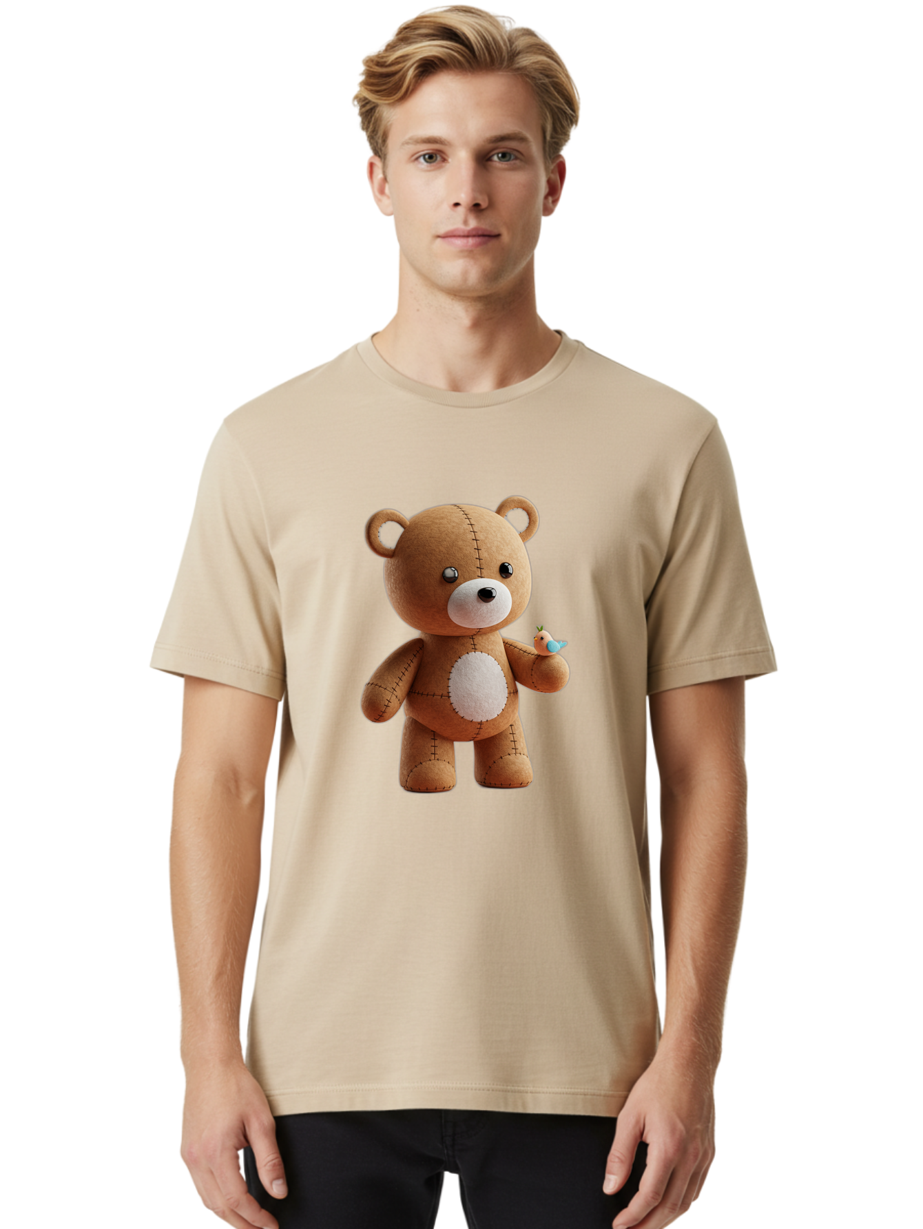 Teddy-Bear-With-Bird Men'S Graphic Tee, 100% Cotton, Comfortable Casual Summer Wear, Machine Washable, Vintage Camera, Old Camera, Antique Camera, Black Camera, Classic Photography, Photography Equipment, Nostalgic Device, Film Camera, Bal471