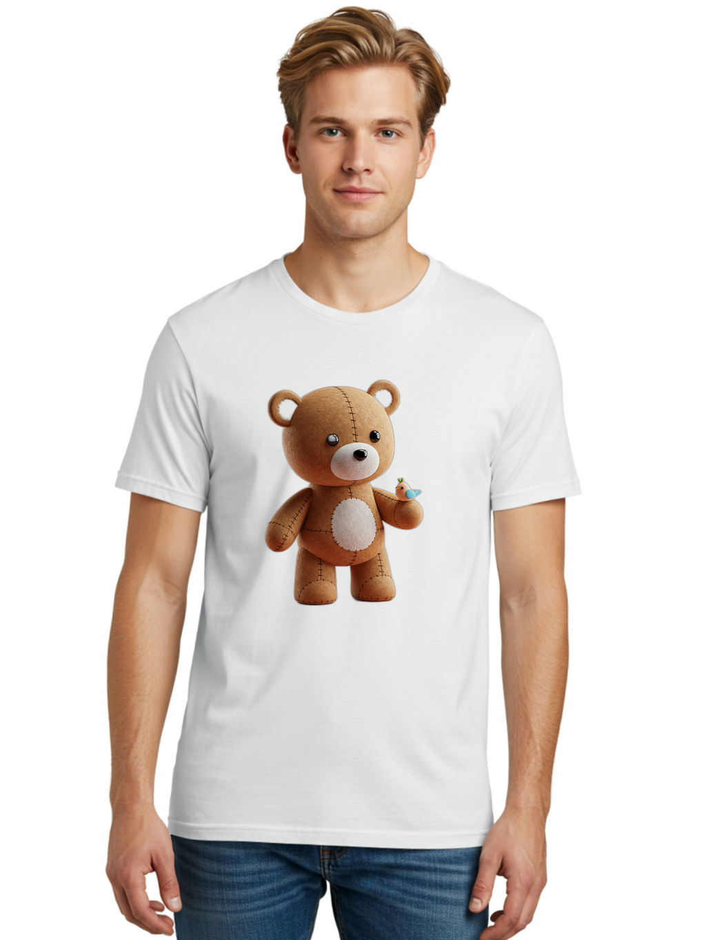 Teddy-Bear-With-Bird Men'S Graphic Tee, 100% Cotton, Comfortable Casual Summer Wear, Machine Washable, Vintage Camera, Old Camera, Antique Camera, Black Camera, Classic Photography, Photography Equipment, Nostalgic Device, Film Camera, Bal471