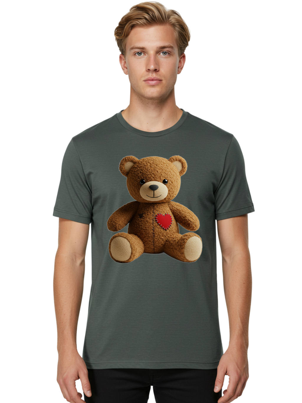 Teddy-Bear-With-Heart Men'S Graphic Tee, 100% Cotton, Comfortable Casual Summer Wear, Machine Washable, Vintage Camera, Old Camera, Antique Camera, Black Camera, Classic Photography, Photography Equipment, Nostalgic Device, Film Camera, Bal473