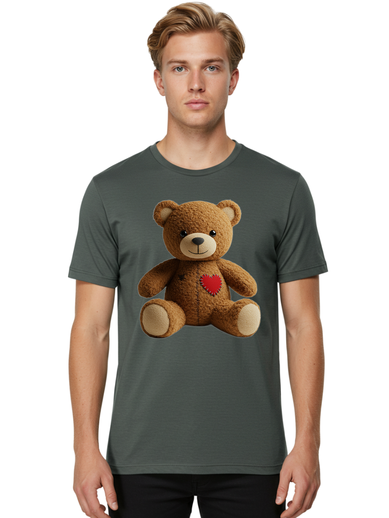 Teddy-Bear-With-Heart Men'S Graphic Tee, 100% Cotton, Comfortable Casual Summer Wear, Machine Washable, Vintage Camera, Old Camera, Antique Camera, Black Camera, Classic Photography, Photography Equipment, Nostalgic Device, Film Camera, Bal473