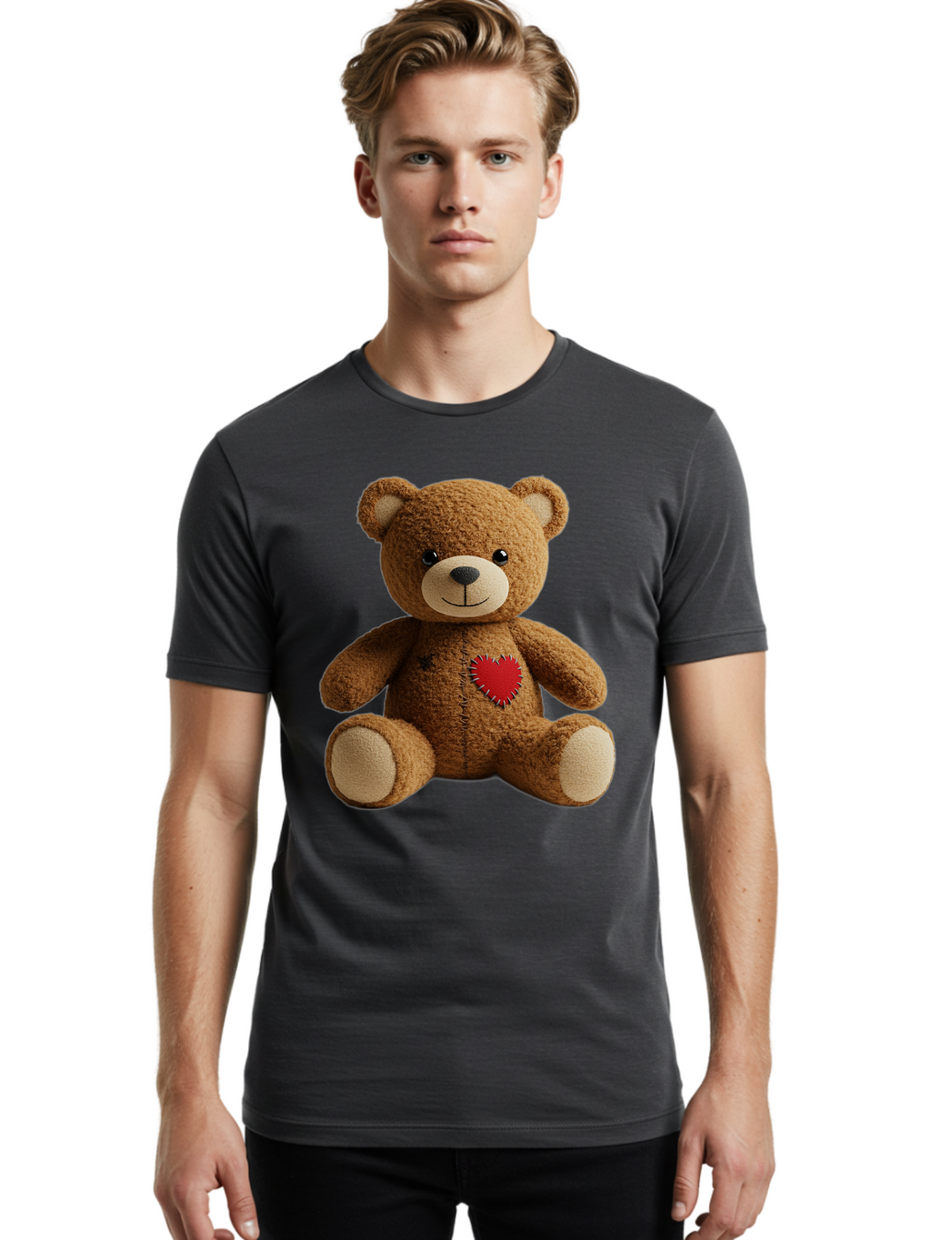 Teddy-Bear-With-Heart Men'S Graphic Tee, 100% Cotton, Comfortable Casual Summer Wear, Machine Washable, Vintage Camera, Old Camera, Antique Camera, Black Camera, Classic Photography, Photography Equipment, Nostalgic Device, Film Camera, Bal473