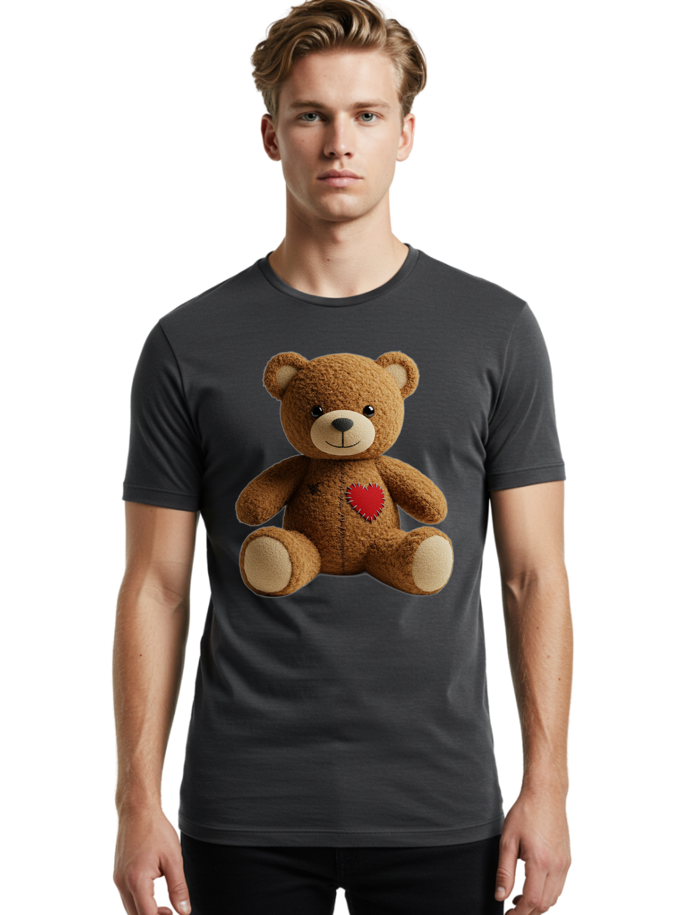 Teddy-Bear-With-Heart Men'S Graphic Tee, 100% Cotton, Comfortable Casual Summer Wear, Machine Washable, Vintage Camera, Old Camera, Antique Camera, Black Camera, Classic Photography, Photography Equipment, Nostalgic Device, Film Camera, Bal473