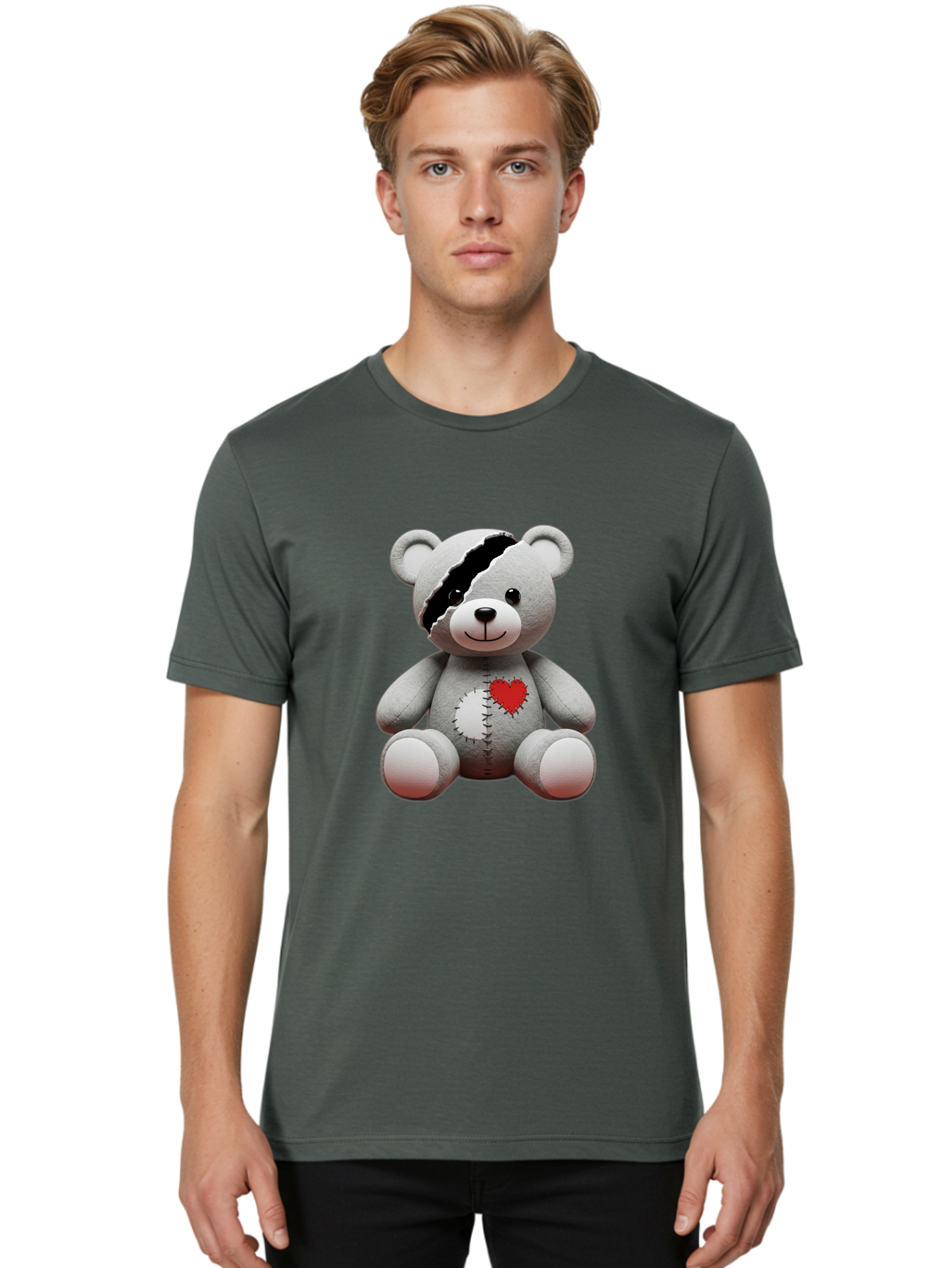 Teddy-Bear-With-Stitches Men'S Graphic Tee, 100% Cotton, Comfortable Casual Summer Wear, Machine Washable, Vintage Camera, Old Camera, Antique Camera, Black Camera, Classic Photography, Photography Equipment, Nostalgic Device, Film Camera, Bal474