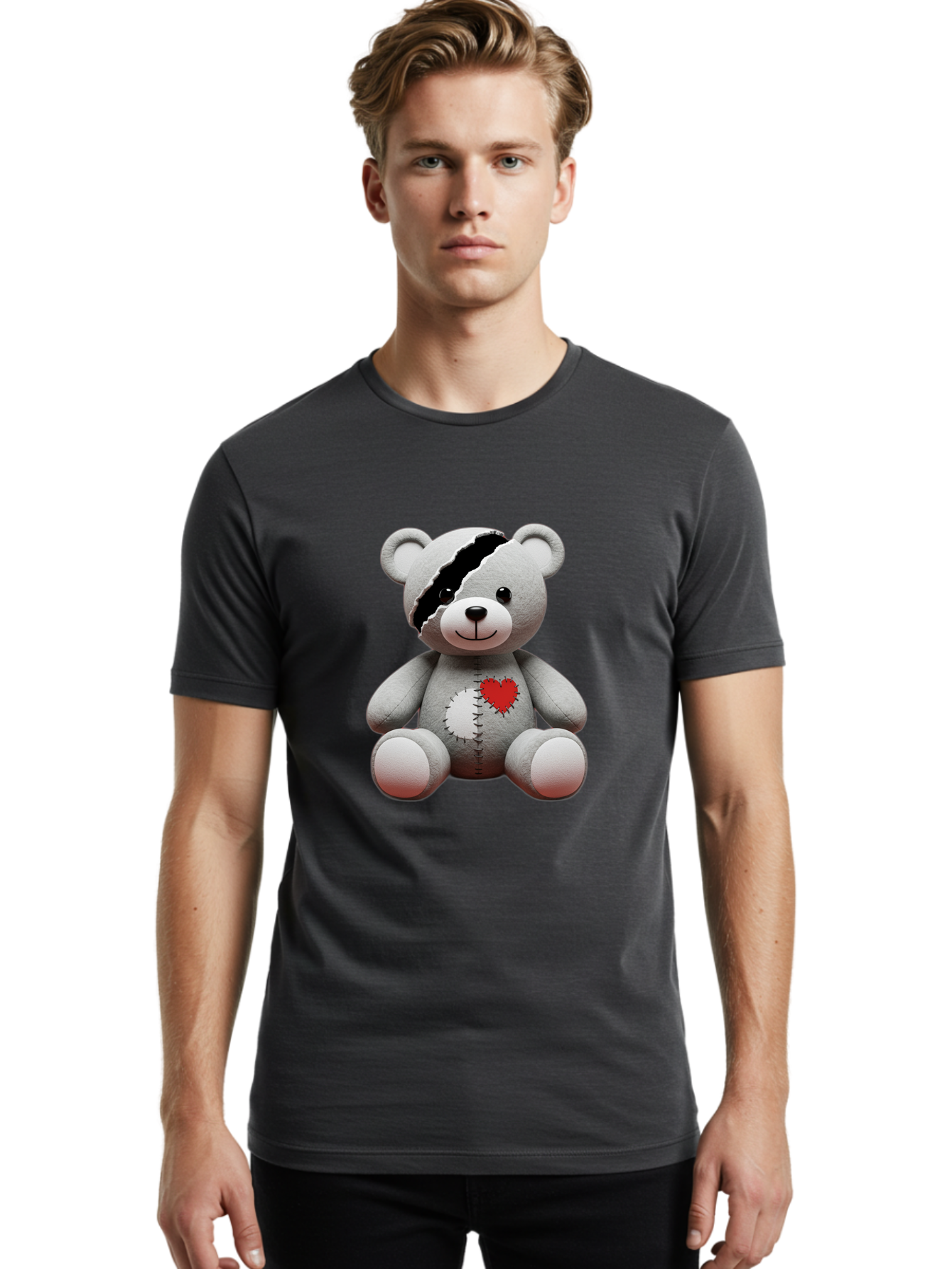 Teddy-Bear-With-Stitches Men'S Graphic Tee, 100% Cotton, Comfortable Casual Summer Wear, Machine Washable, Vintage Camera, Old Camera, Antique Camera, Black Camera, Classic Photography, Photography Equipment, Nostalgic Device, Film Camera, Bal474
