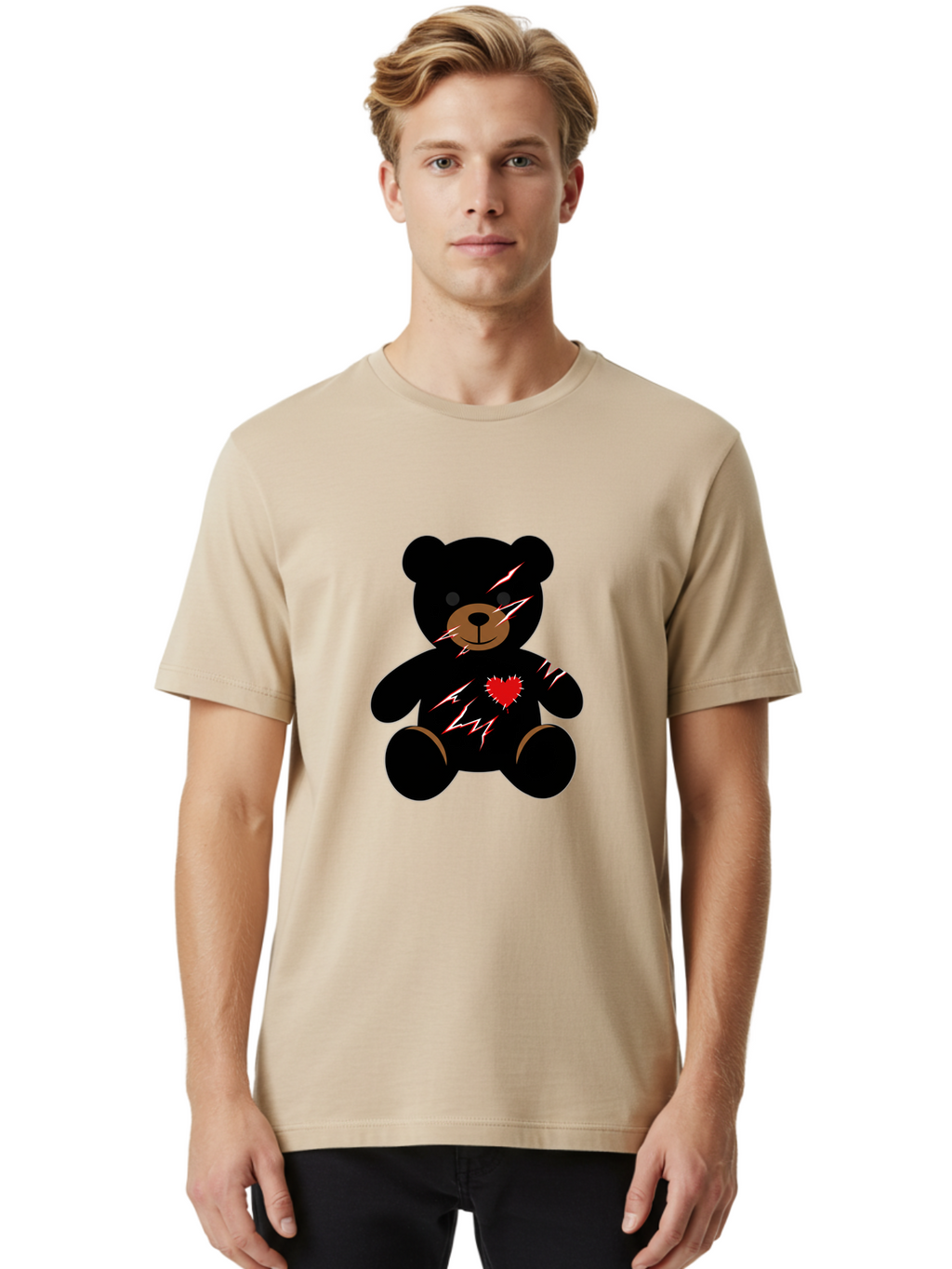 Teddy-With-Electrical-Stitches Men'S Graphic Tee, 100% Cotton, Comfortable Casual Summer Wear, Machine Washable, Vintage Camera, Old Camera, Antique Camera, Black Camera, Classic Photography, Photography Equipment, Nostalgic Device, Bal482