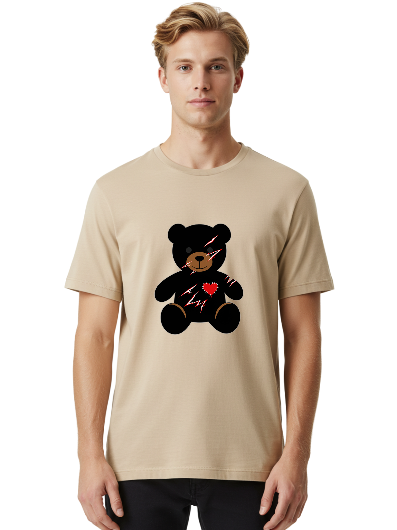 Teddy-With-Electrical-Stitches Men'S Graphic Tee, 100% Cotton, Comfortable Casual Summer Wear, Machine Washable, Vintage Camera, Old Camera, Antique Camera, Black Camera, Classic Photography, Photography Equipment, Nostalgic Device, Bal482
