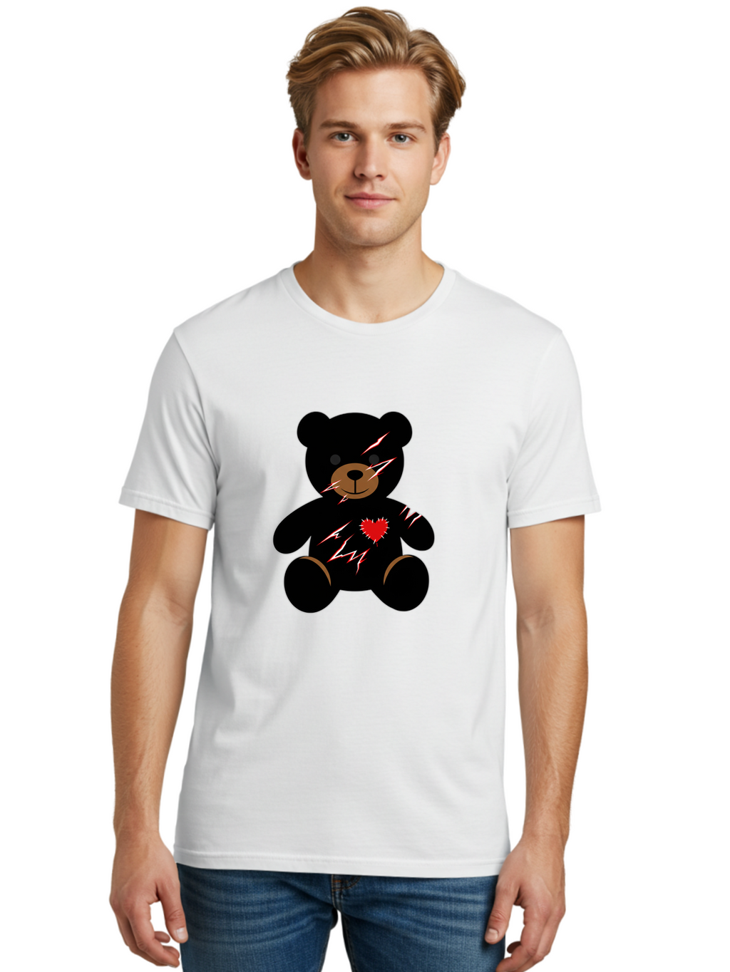 Teddy-With-Electrical-Stitches Men'S Graphic Tee, 100% Cotton, Comfortable Casual Summer Wear, Machine Washable, Vintage Camera, Old Camera, Antique Camera, Black Camera, Classic Photography, Photography Equipment, Nostalgic Device, Bal482
