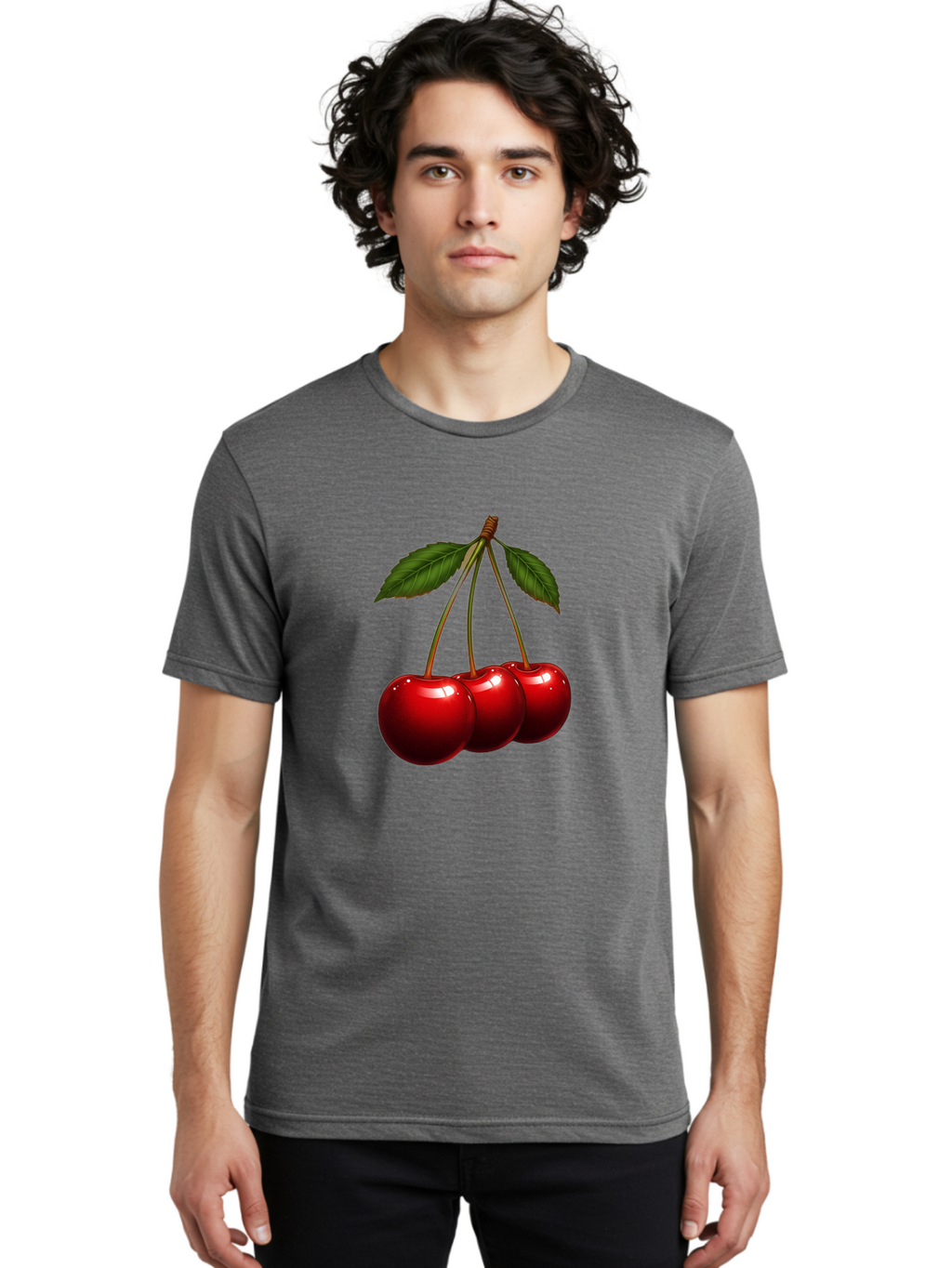 Three-Cherries-1 Men'S Graphic Tee, 100% Cotton, Comfortable Casual Summer Wear, Machine Washable, Vintage Camera, Old Camera, Antique Camera, Black Camera, Classic Photography, Photography Equipment, Nostalgic Device, Film Camera, Camera Art Bal486