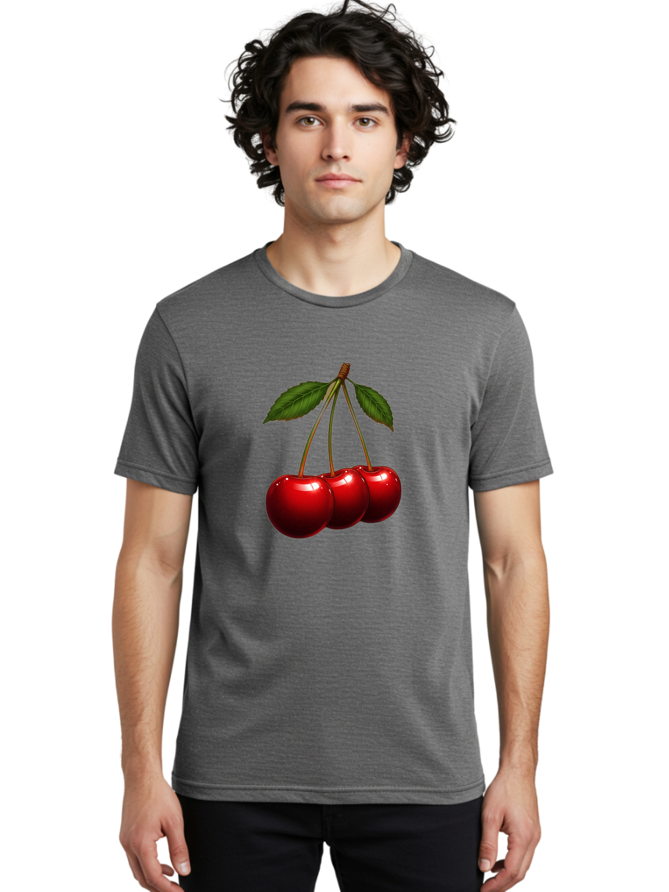 Three-Cherries-1 Men'S Graphic Tee, 100% Cotton, Comfortable Casual Summer Wear, Machine Washable, Vintage Camera, Old Camera, Antique Camera, Black Camera, Classic Photography, Photography Equipment, Nostalgic Device, Film Camera, Camera Art Bal486