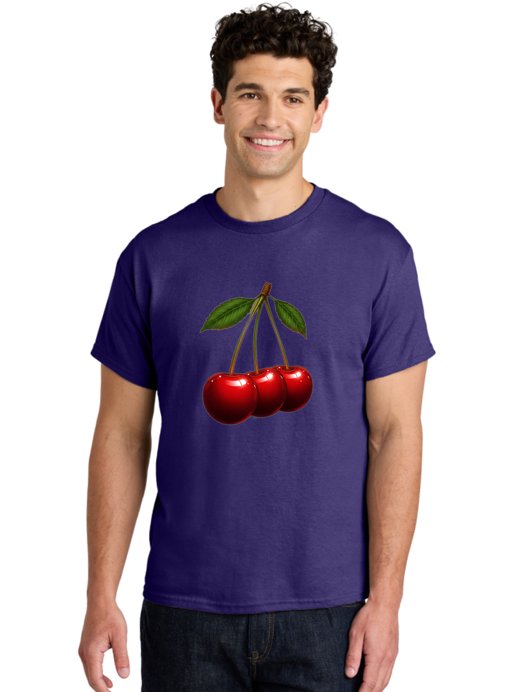 Three-Cherries-1 Men'S Graphic Tee, 100% Cotton, Comfortable Casual Summer Wear, Machine Washable, Vintage Camera, Old Camera, Antique Camera, Black Camera, Classic Photography, Photography Equipment, Nostalgic Device, Film Camera, Camera Art Bal486