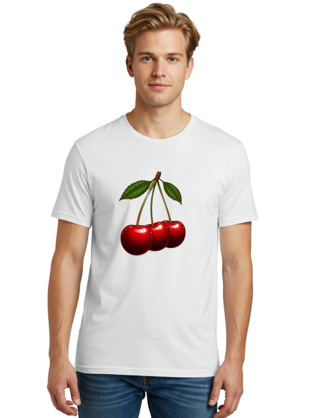 Three-Cherries-1 Men'S Graphic Tee, 100% Cotton, Comfortable Casual Summer Wear, Machine Washable, Vintage Camera, Old Camera, Antique Camera, Black Camera, Classic Photography, Photography Equipment, Nostalgic Device, Film Camera, Camera Art Bal486